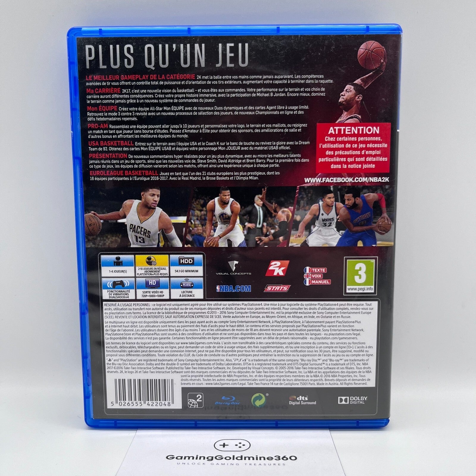 NBA 2K17 PS4 FR Completo con Manuale 2K Sony PlayStation 4 Paul George COME NUOV