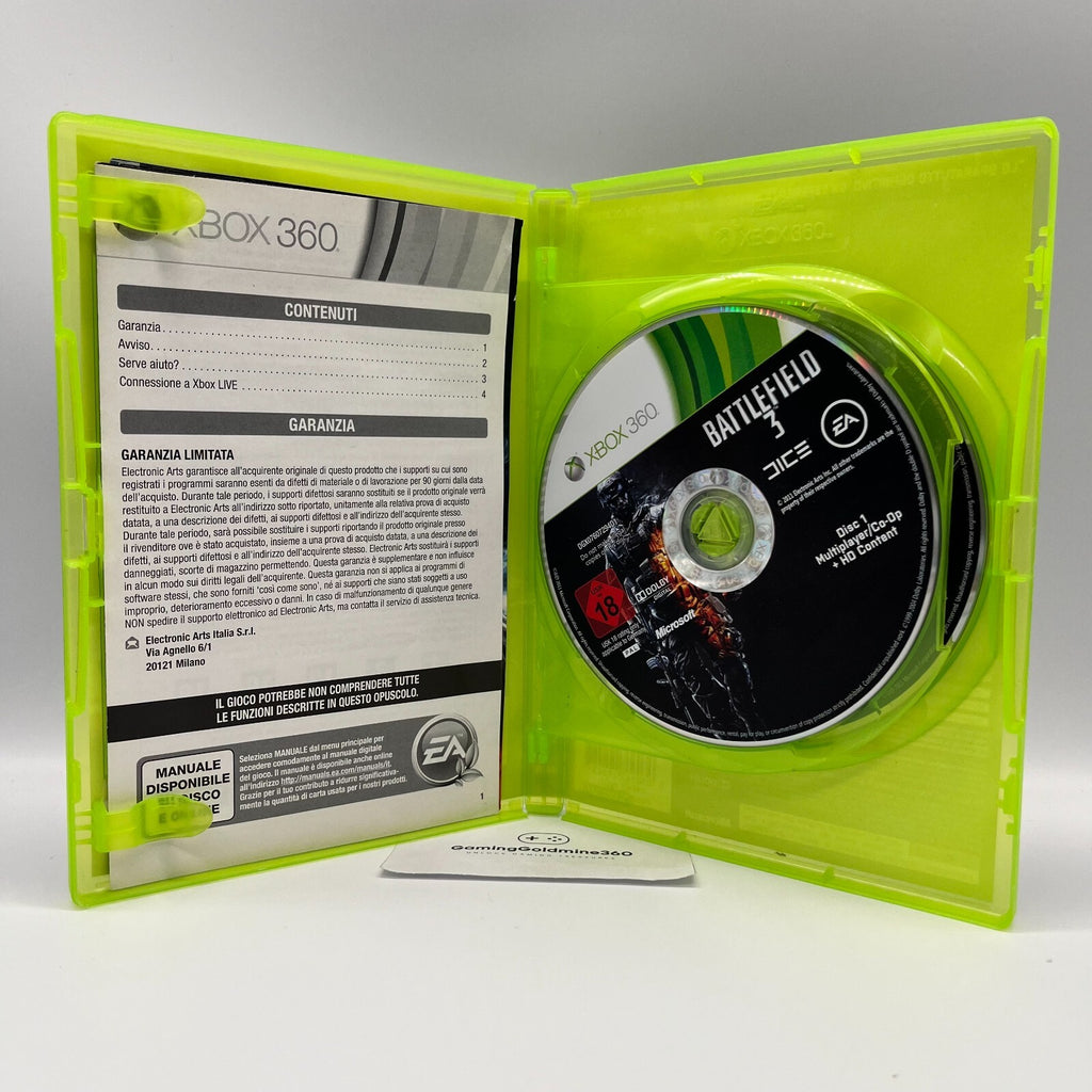 Battlefield 3 Xbox 360 Italiano Completo con Manuale PAL EA Microsoft COME NUOVO