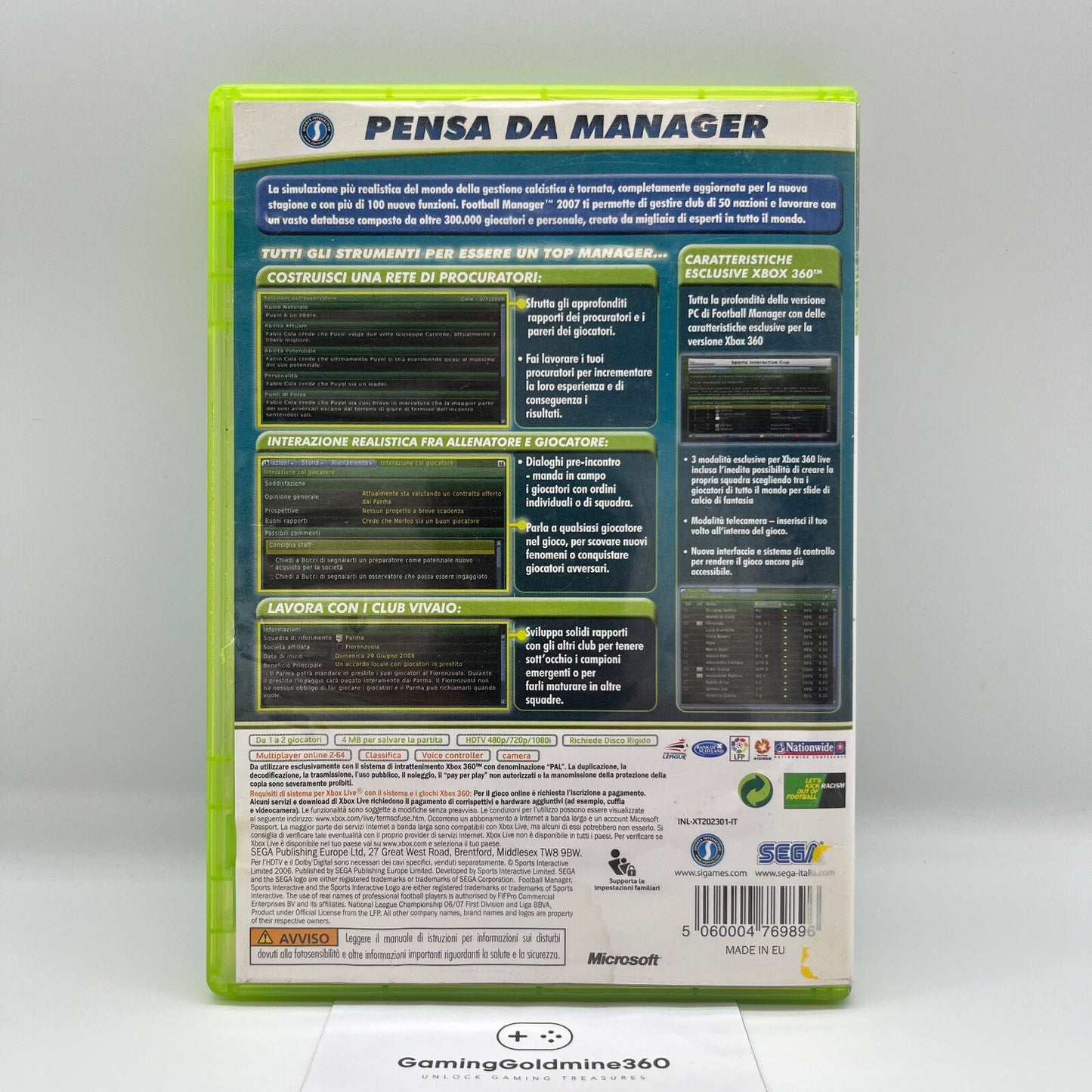 Football Manager 2007 Xbox 360 Italiano Completo PAL Sega Microsoft OTTIME CONDI