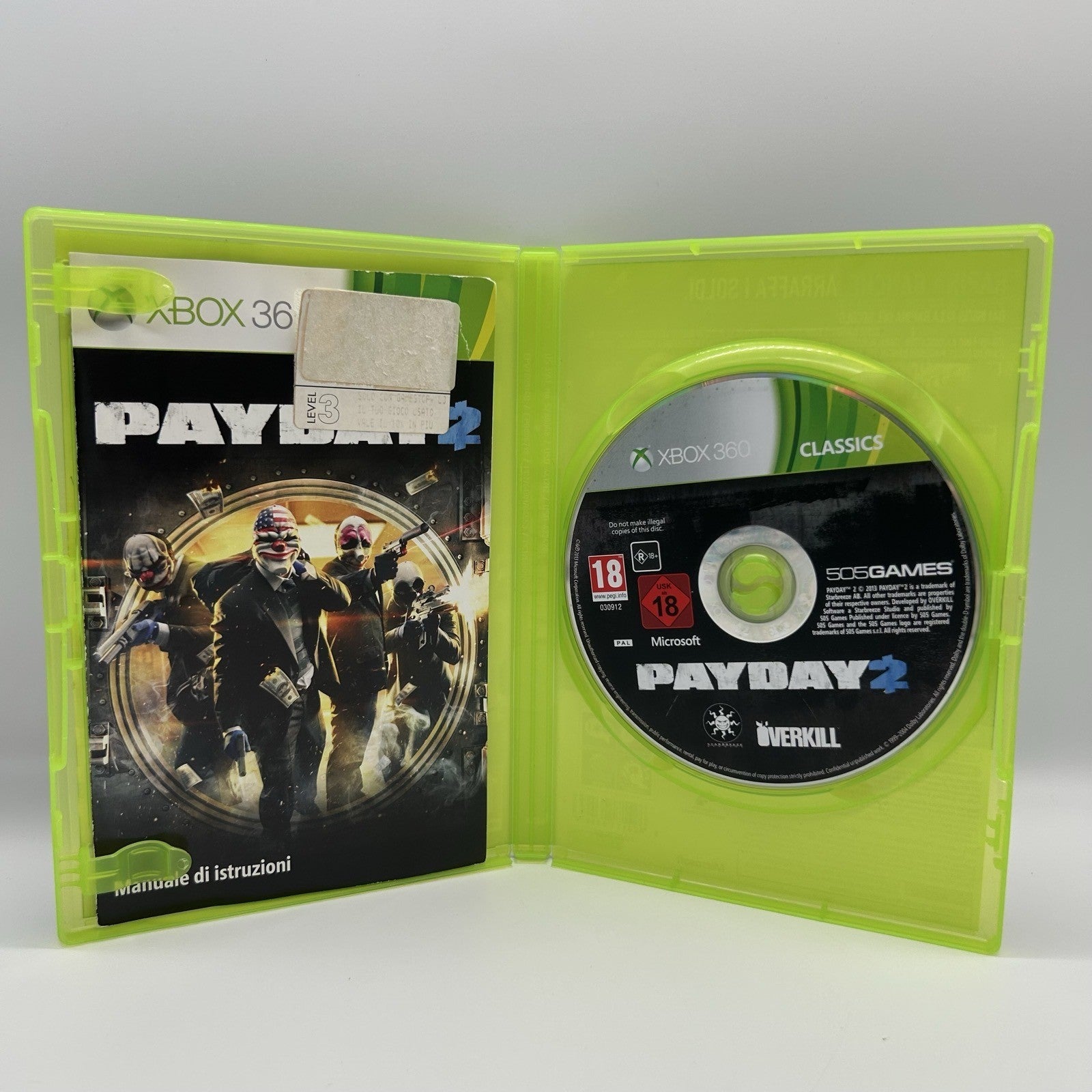 Payday 2 Xbox 360 PAL ITA Classics 505 Games Rapine Co-op FPS Testato Manuale