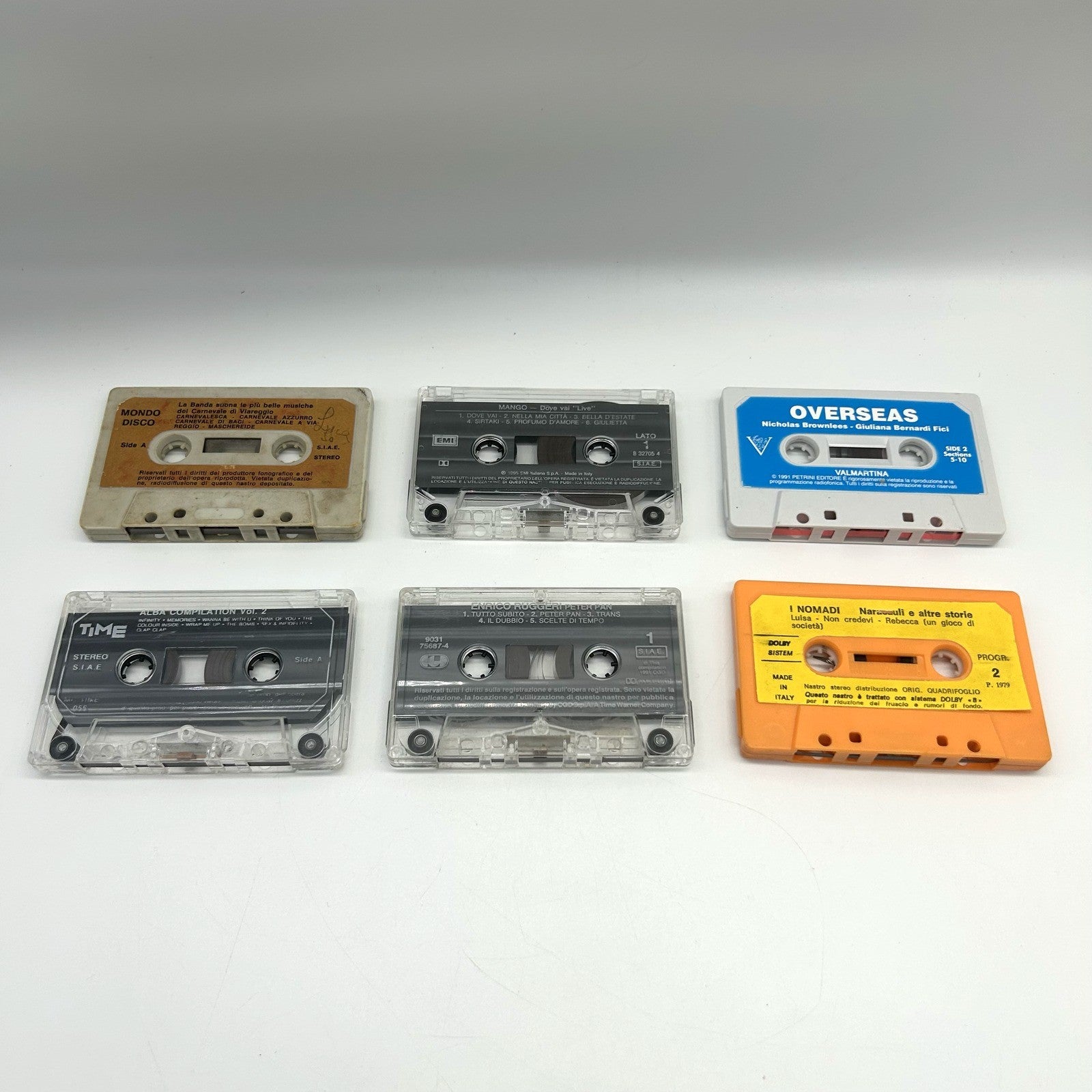 Lotto 6 Musicassette Anni 80 90 MC Mango Nomadi Ruggeri Compilation Italiane