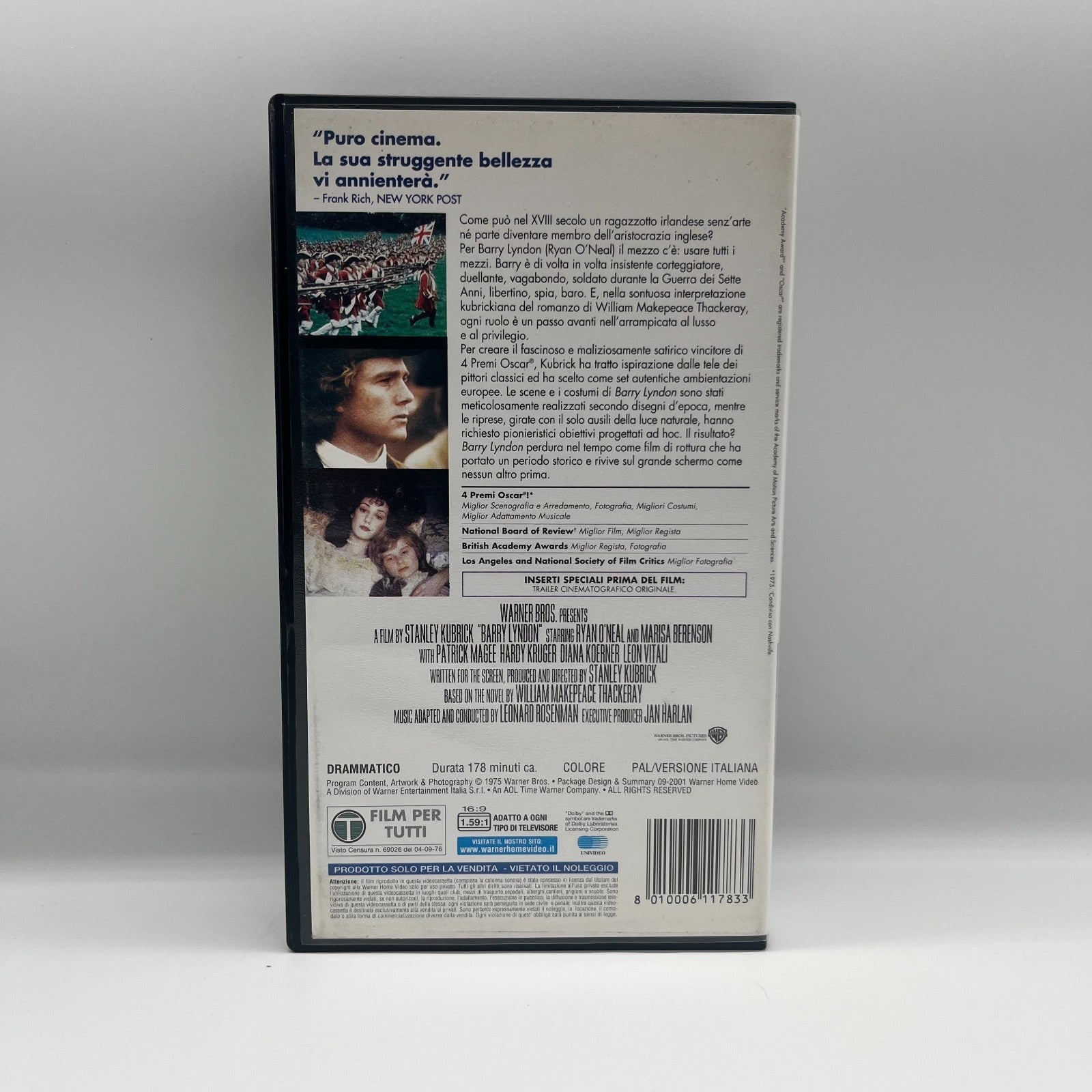 Barry Lyndon VHS ITA Stanley Kubrick Collection Warner Home Video Raro