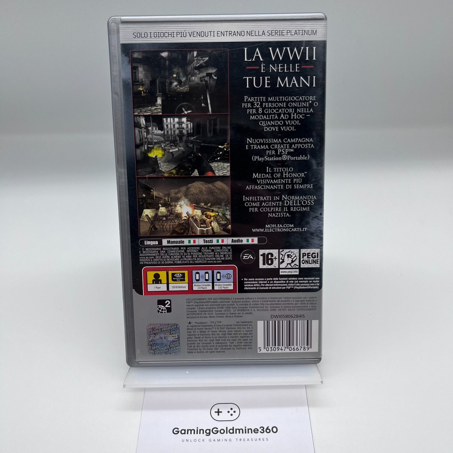 MEDAL OF HONOR HEROES 2 Platinum PSP PAL Italiano COMPLETO con Manuale EA Sony