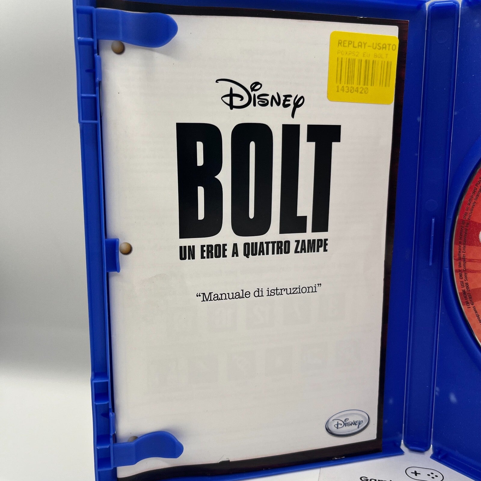 BOLT Un Eroe a 4 Zampe PS2 Italiano Completo Manuale Disney Sony PlayStation 2