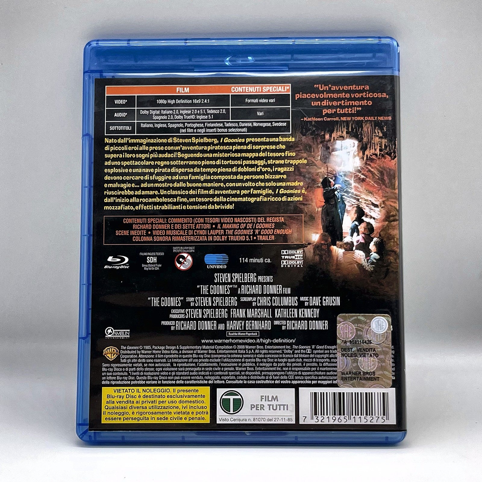 I Goonies Blu-ray Steven Spielberg Richard Donner ITA Multilingua Avventura