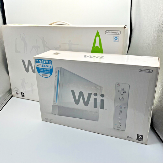 NINTENDO Wii Console COMPLETA con Controller ORIGINALE Wii Mote + Wii Fit BOXATI