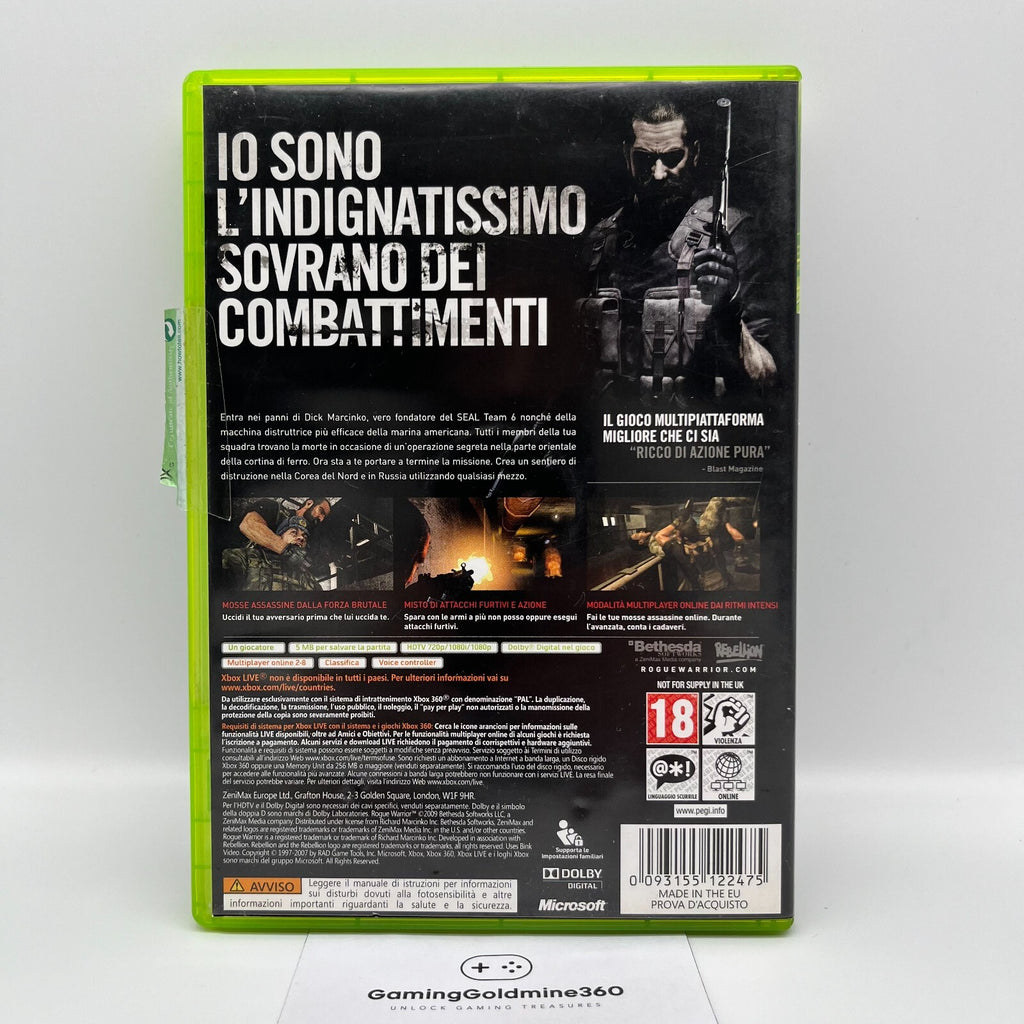 Rogue Warrior Xbox 360 Italiano Completo con Manuale PAL Bethesda Microsoft