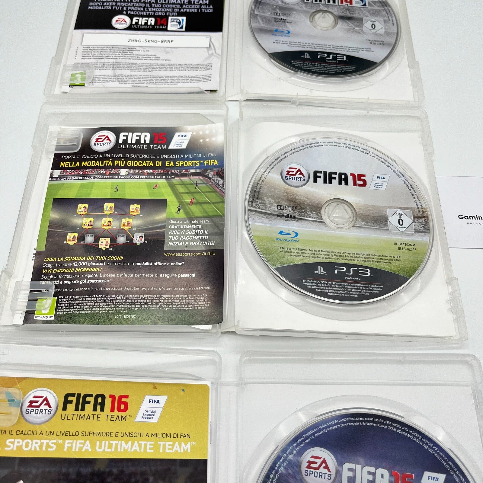 FIFA 14 + 15 + 16 PS3 Italiano Completi con Manuali PAL EA Sony PlayStation 3