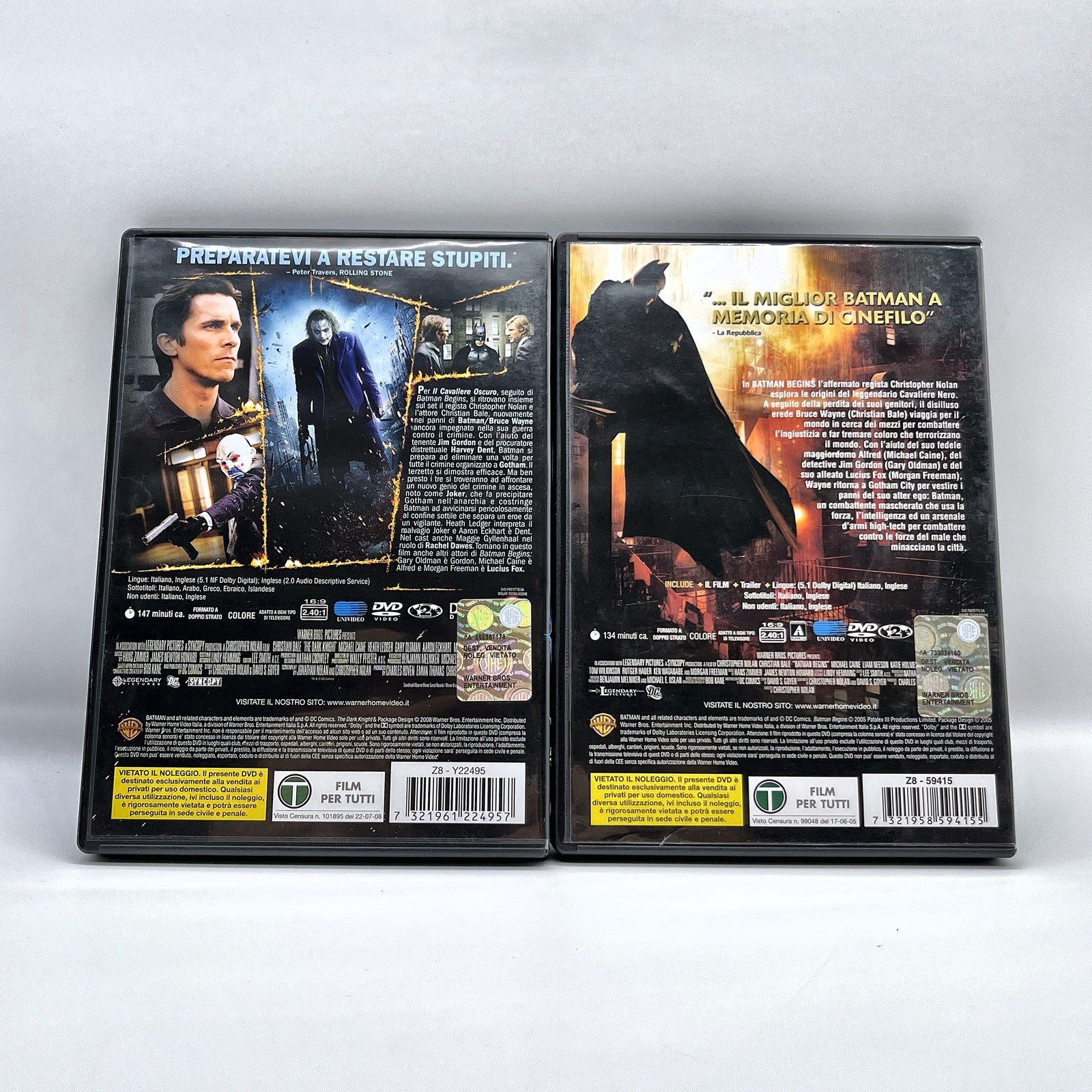 Batman Begins + Il Cavaliere Oscuro 2 DVD Nolan Christian Bale Ledger ITA