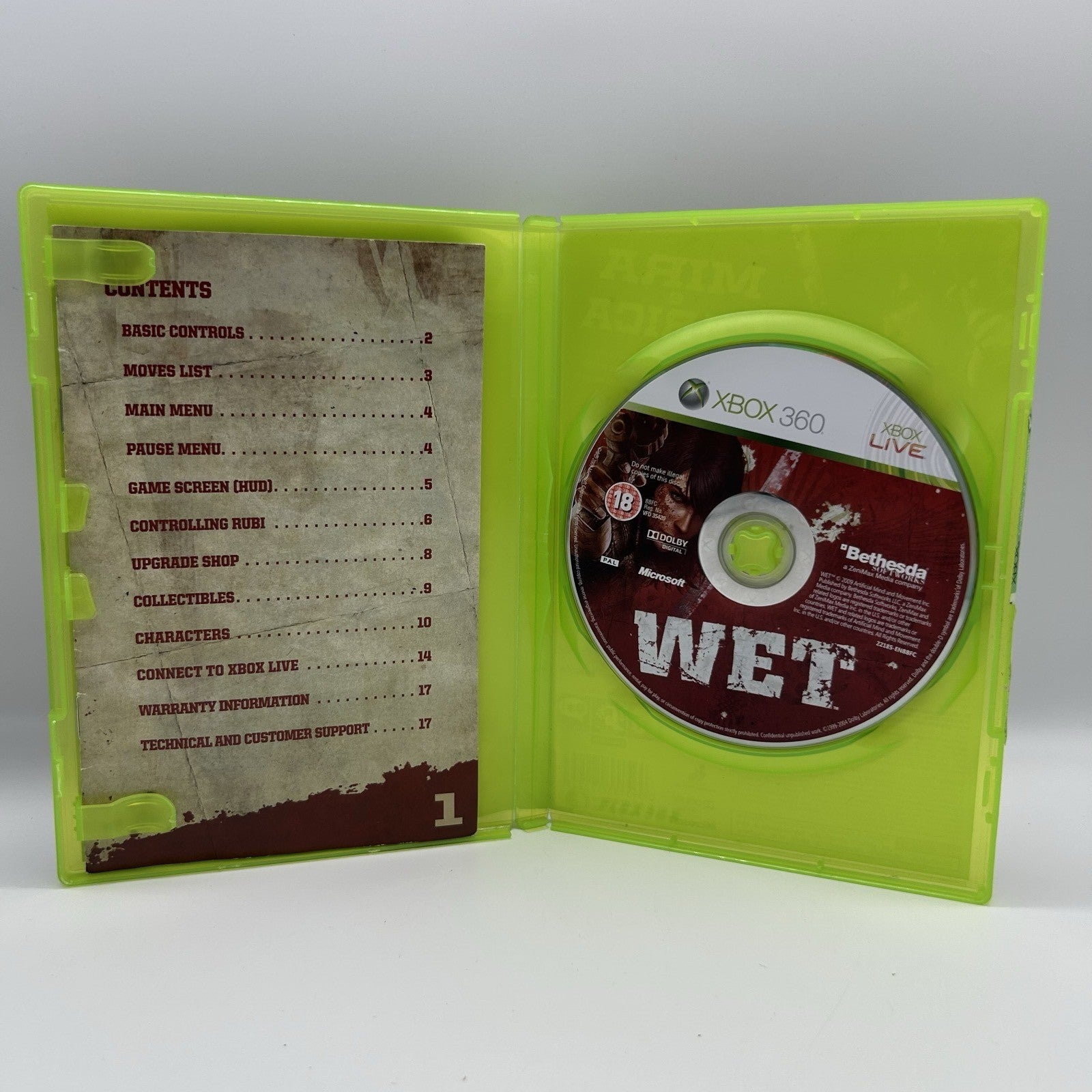 WET Xbox 360 PAL ITA Bethesda Azione Acrobazie Rubi Completo Manuale Testato
