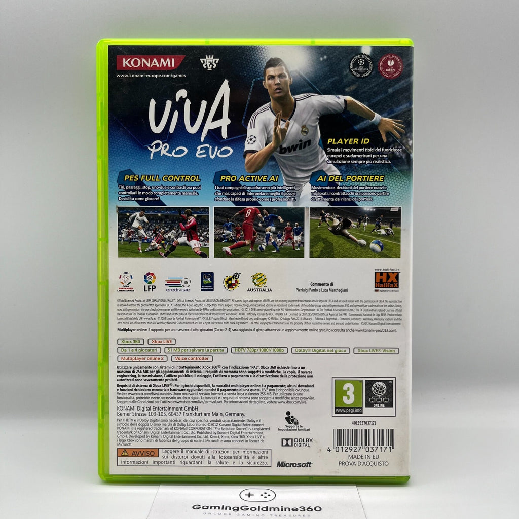 PES 2012 + PES 2013 Xbox 360 ITALIANO CompletI COME NUOVI Pro Evolution Soccer