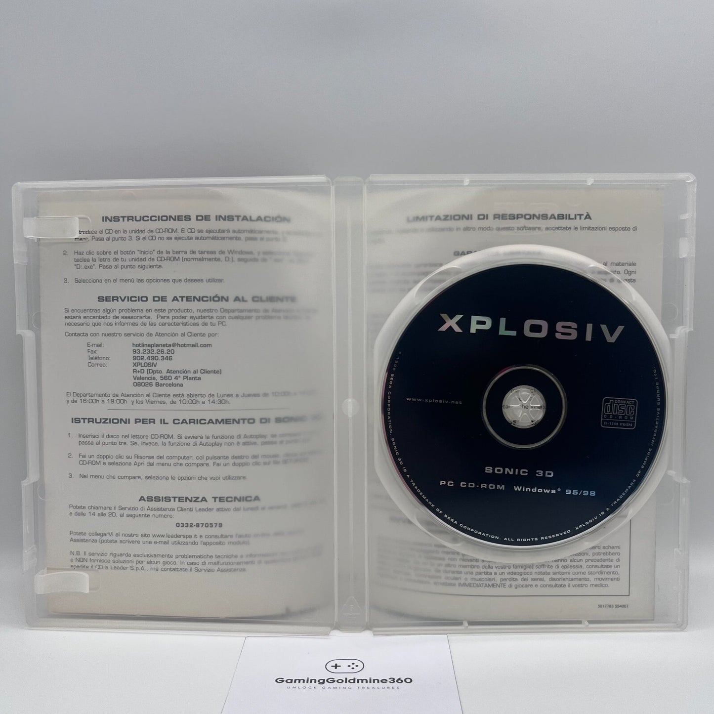 Sonic 3D Xplosive (PC: Windows 95/98) Italiano Sega Empire Interactive OTTIMO