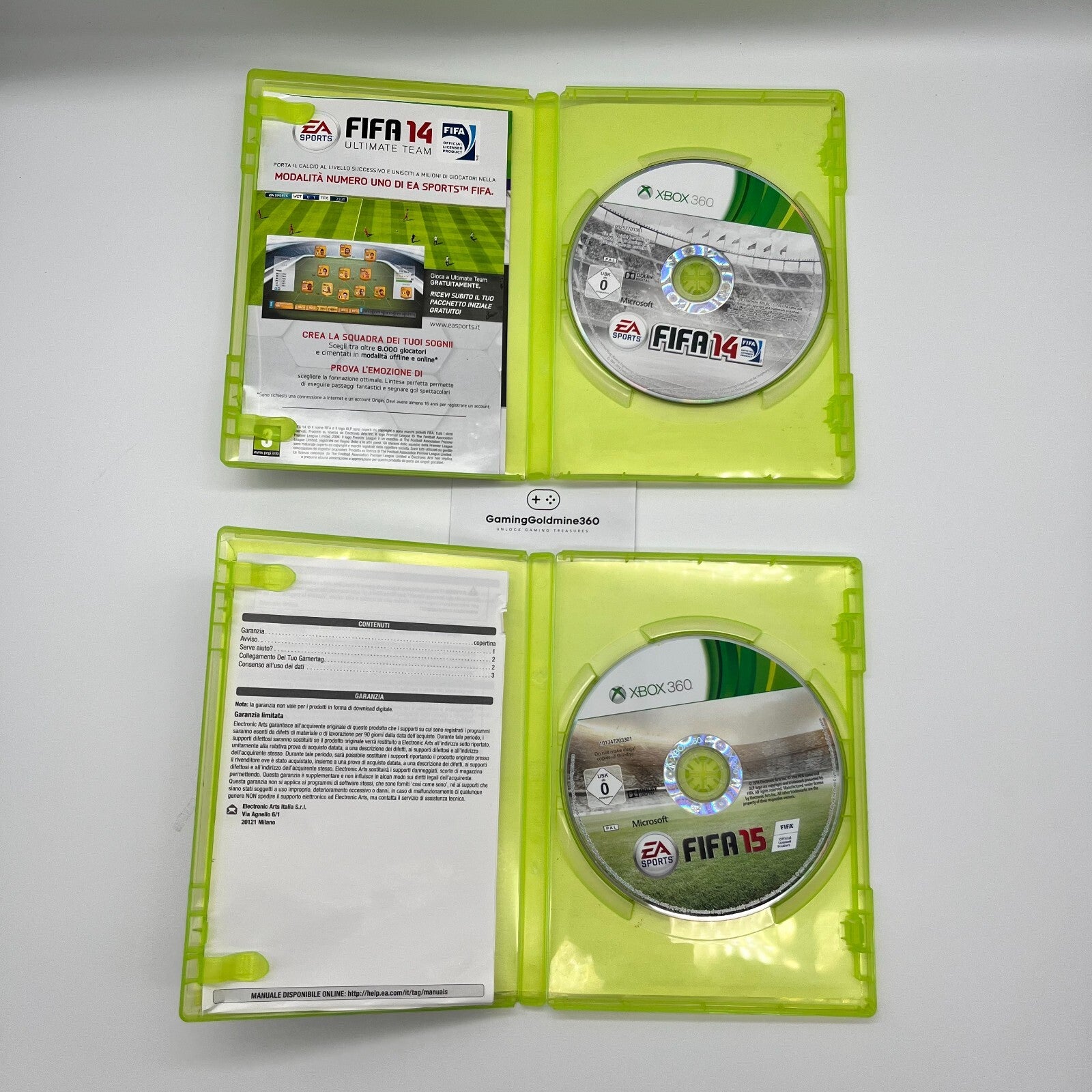 FIFA 14 + 15 Xbox 360 Italiano Completi con Manuali PAL EA Sports Microsoft