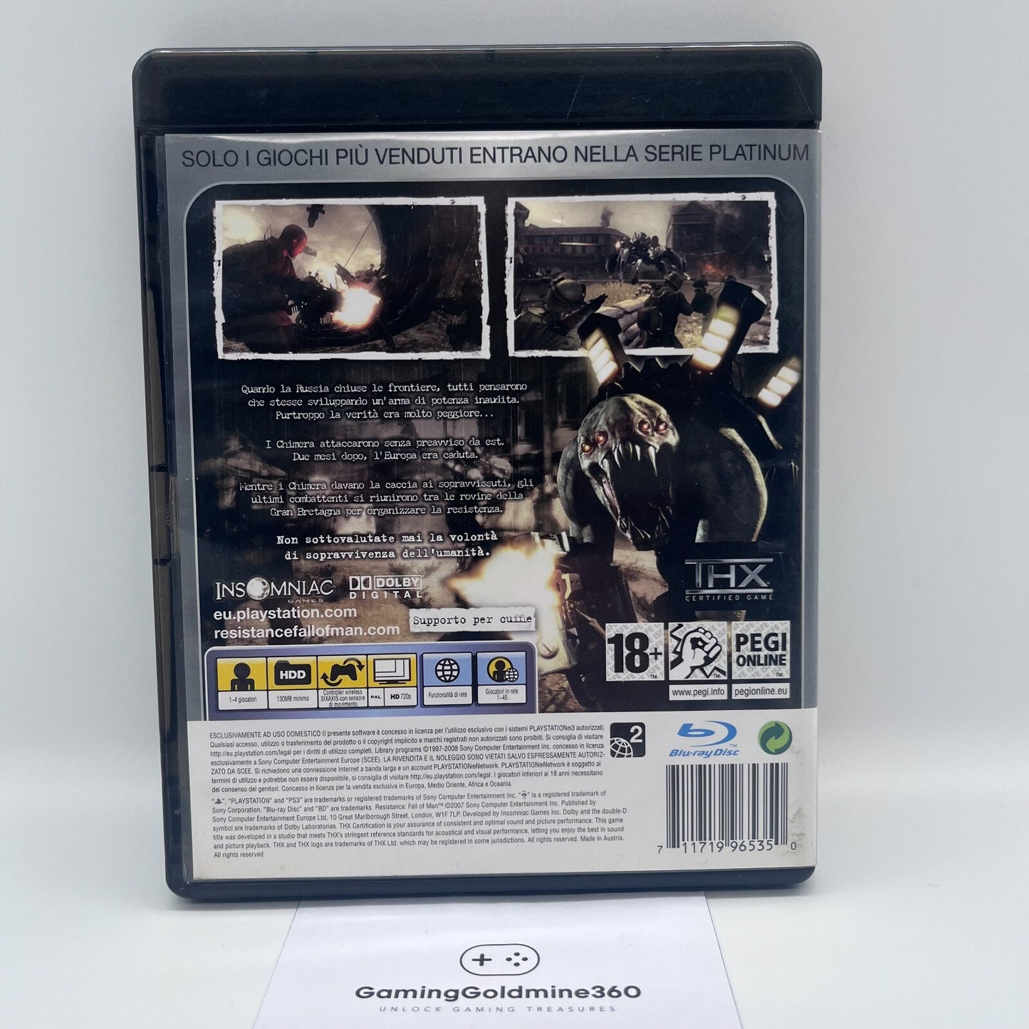 RESISTANCE Fall of Man PS3 Italiano PAL Insomniac Sony PlayStation 3 OTTIME COND