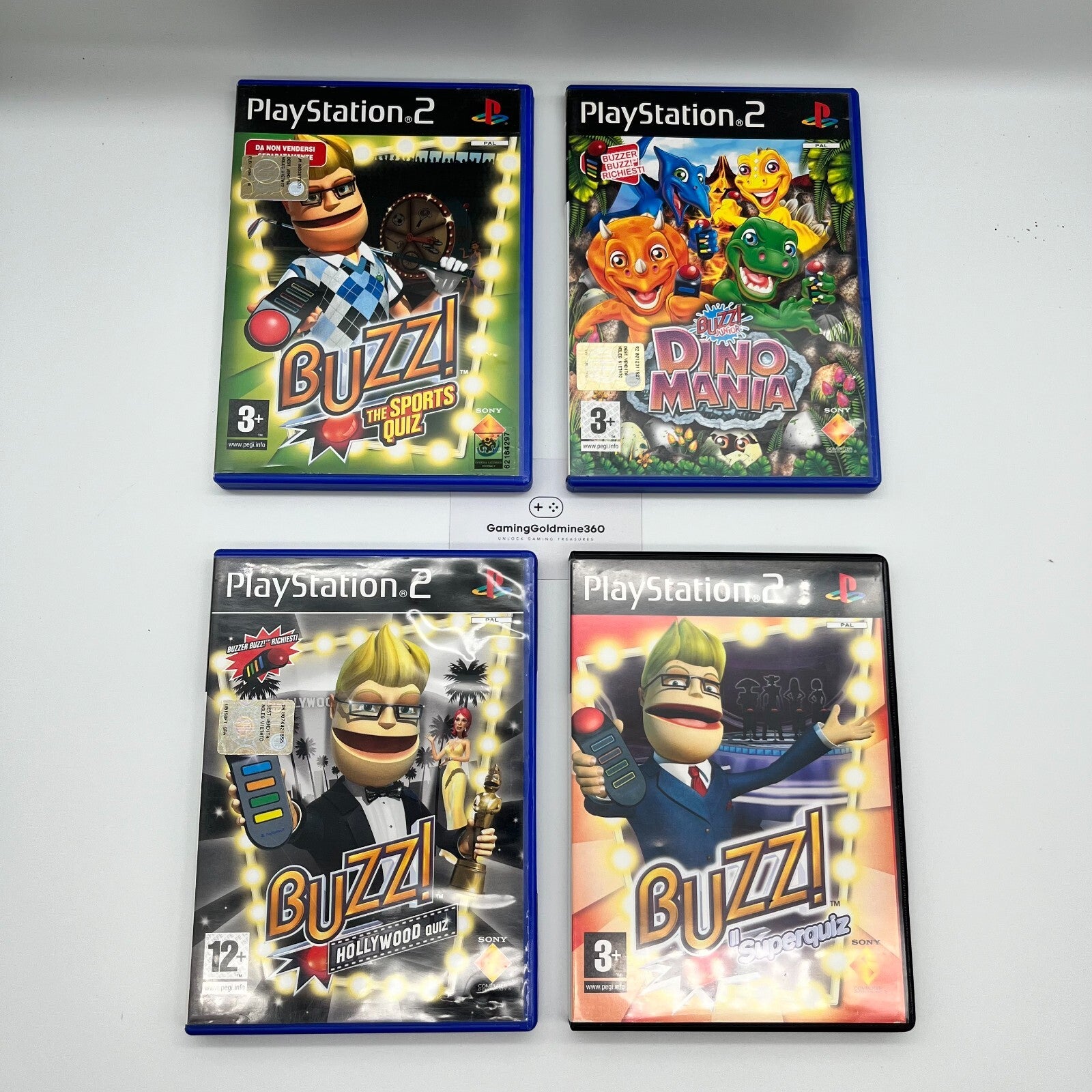 BUZZ! Quiz Sports+Junior Dino Mania+Hollywood+Superquiz PS2 Sony PlayStation 2