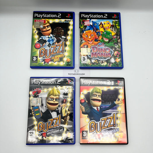 BUZZ! Quiz Sports+Junior Dino Mania+Hollywood+Superquiz PS2 Sony PlayStation 2