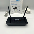 Netgear D1500 Modem Router ADSL2+ WiFi N300 Completo Manuale e Cavi Testato