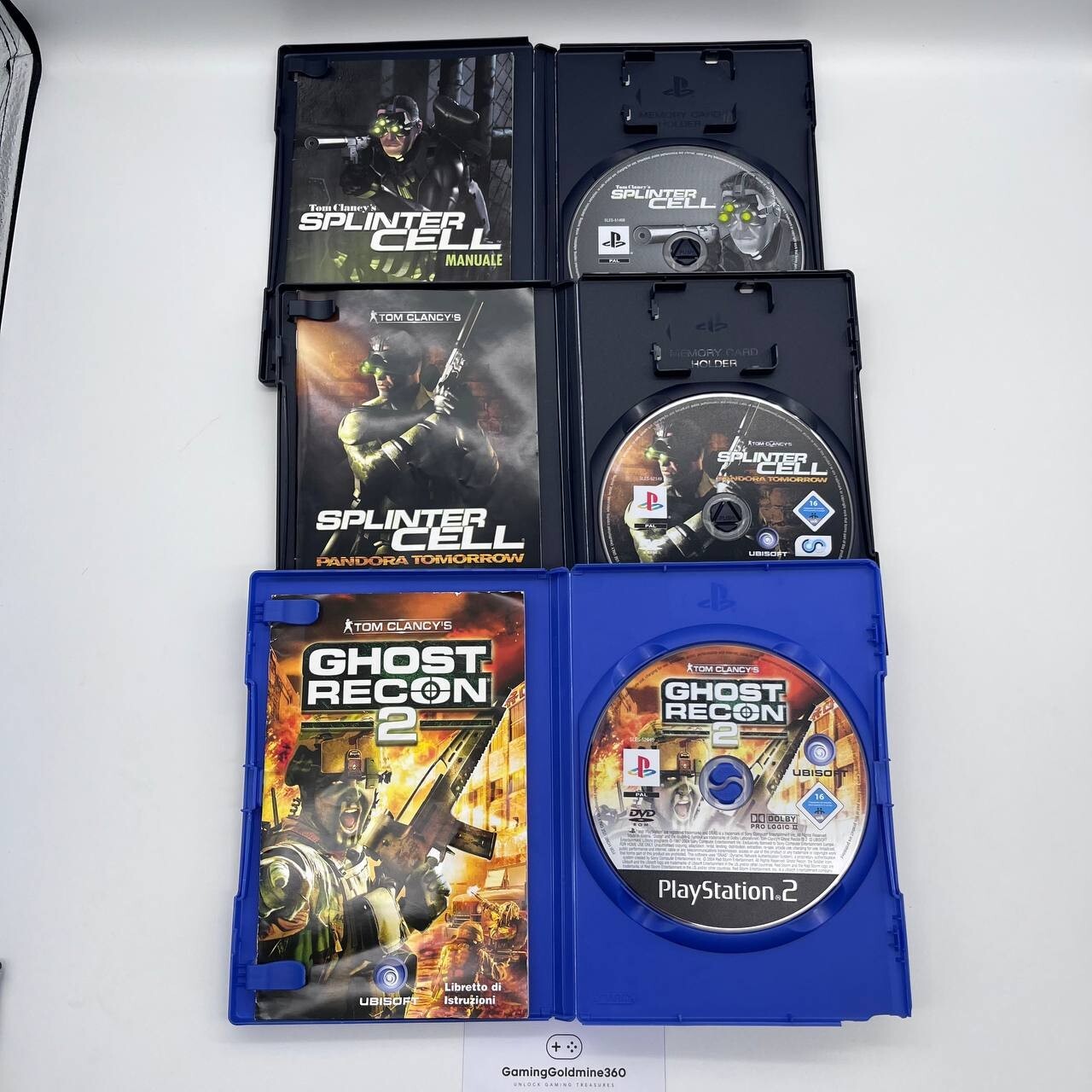 Tom Clancy's: Splinter Cell, Pandora Tomorrow, Ghost Recon 2 PS2 PAL ITA Ubisoft