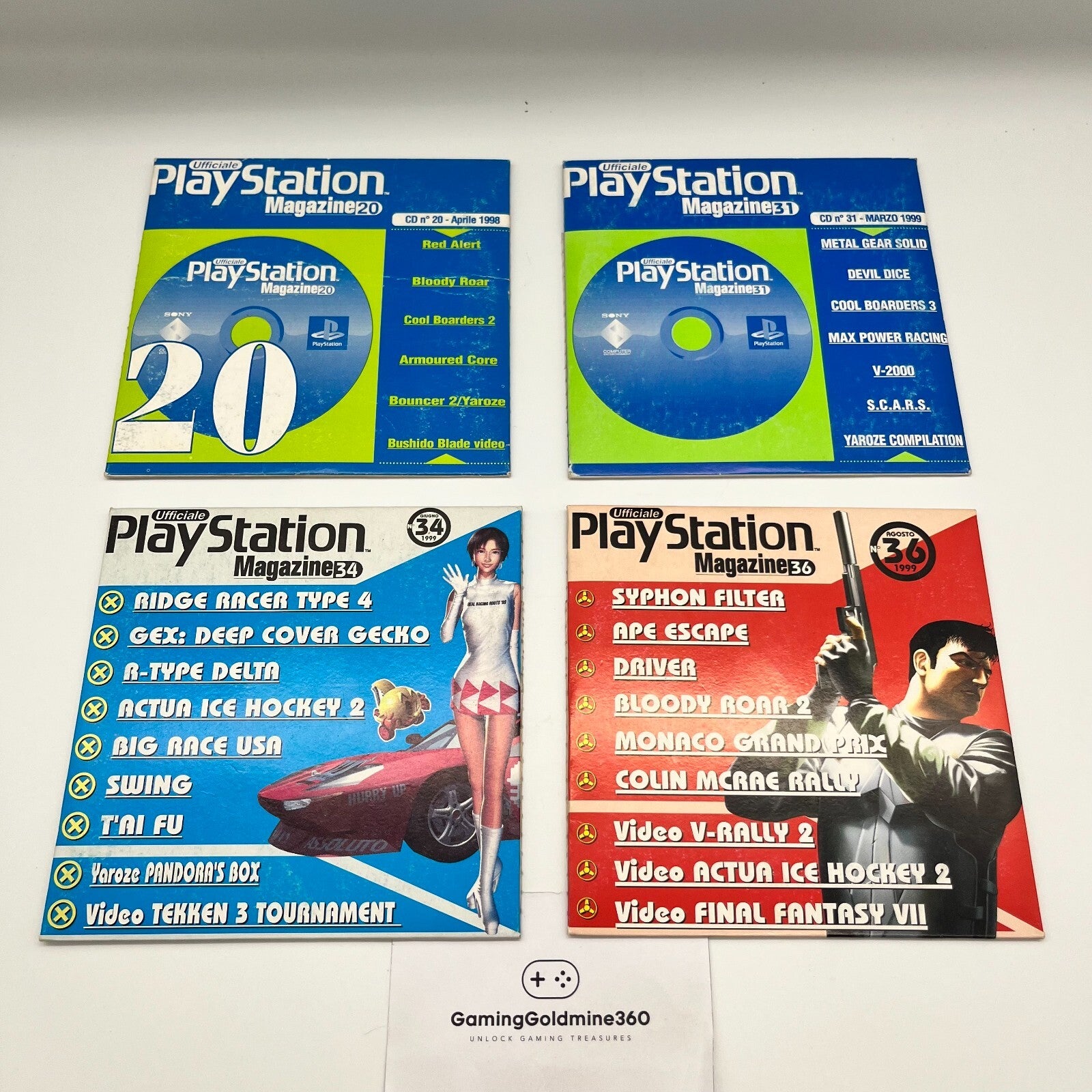 PS1 CD SONY DISCO DEMO Ufficiale Playstation Magazine n. 20 31 34 36 anno 1999