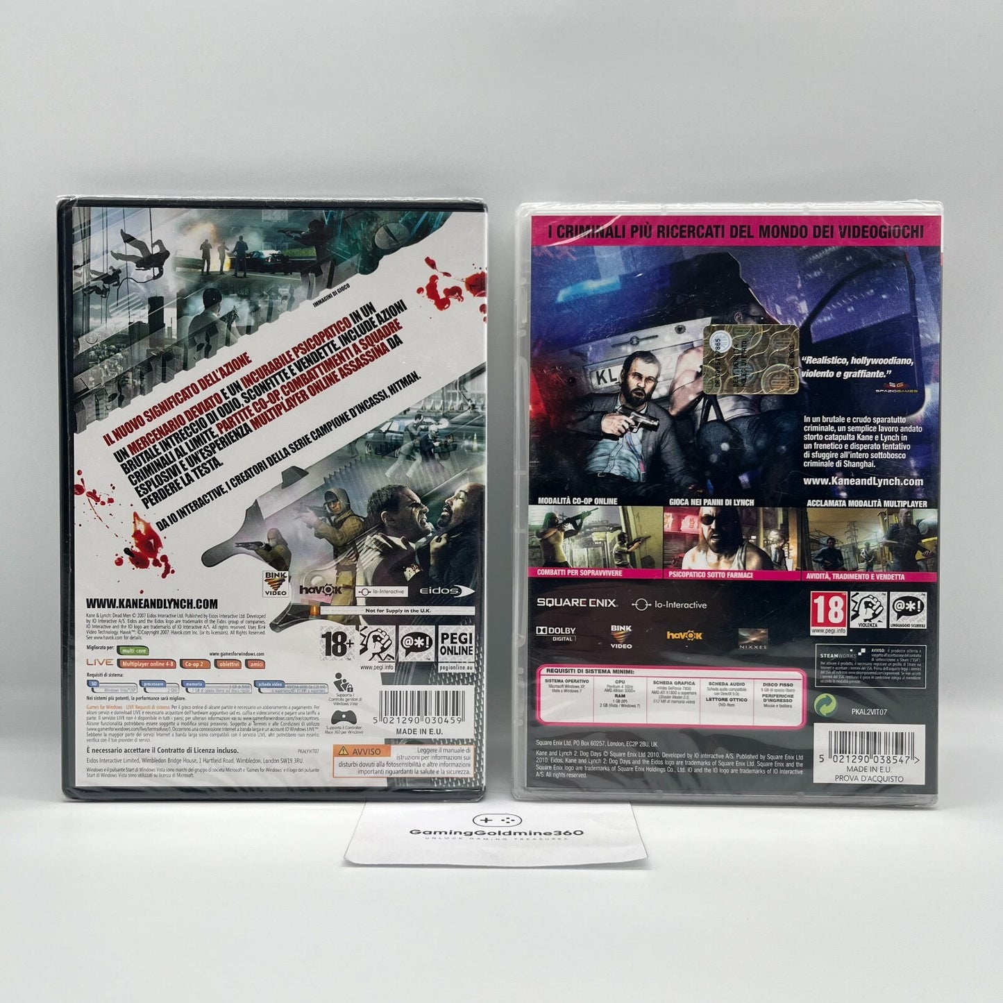 KANE & LYNCH: Dead Men + 2 Dog Days PC Italiano NUOVI SIGILLATI Eidos Microsoft