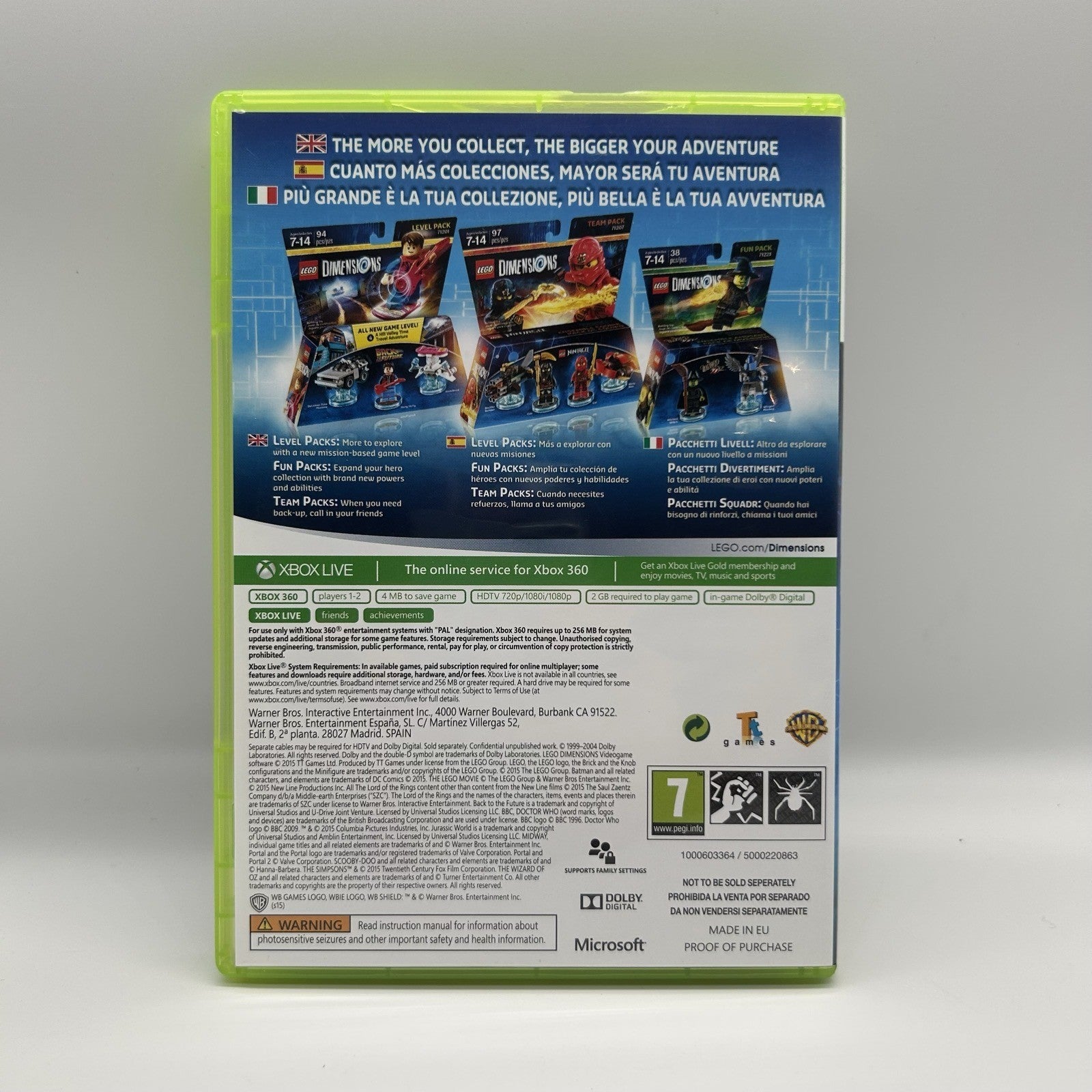 LEGO Dimensions Xbox 360 PAL ITA Solo Gioco Custodia e Disco Testato Funzionante