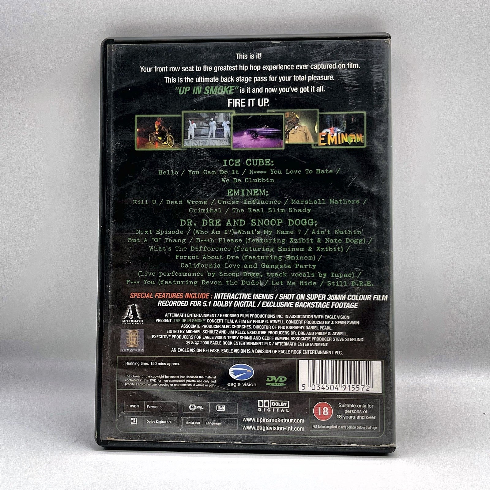 Up in Smoke Tour DVD Dr Dre Snoop Dogg Eminem Ice Cube Hip-Hop Concerto ITA PAL