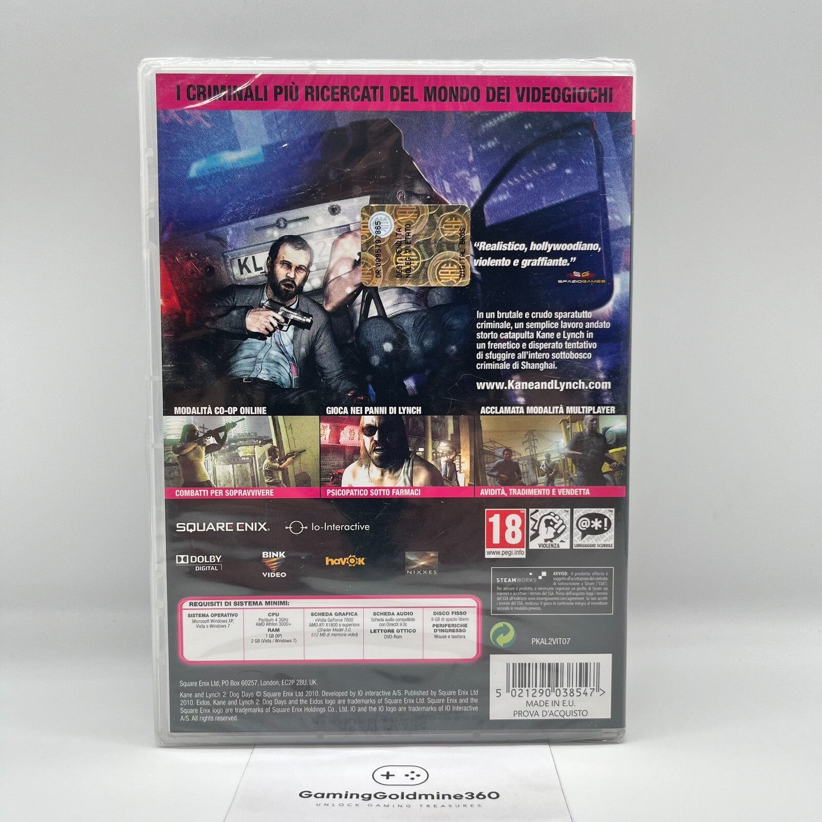 KANE & LYNCH: Dead Men + 2 Dog Days PC Italiano NUOVI SIGILLATI Eidos Microsoft