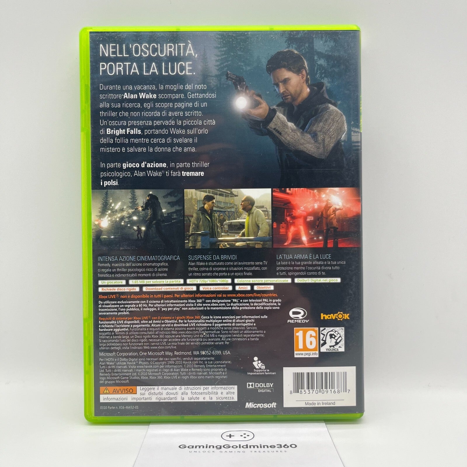 Alan Wake Xbox 360 Italiano Completo PAL Remedy Microsoft Xbox360 COME NUOVO