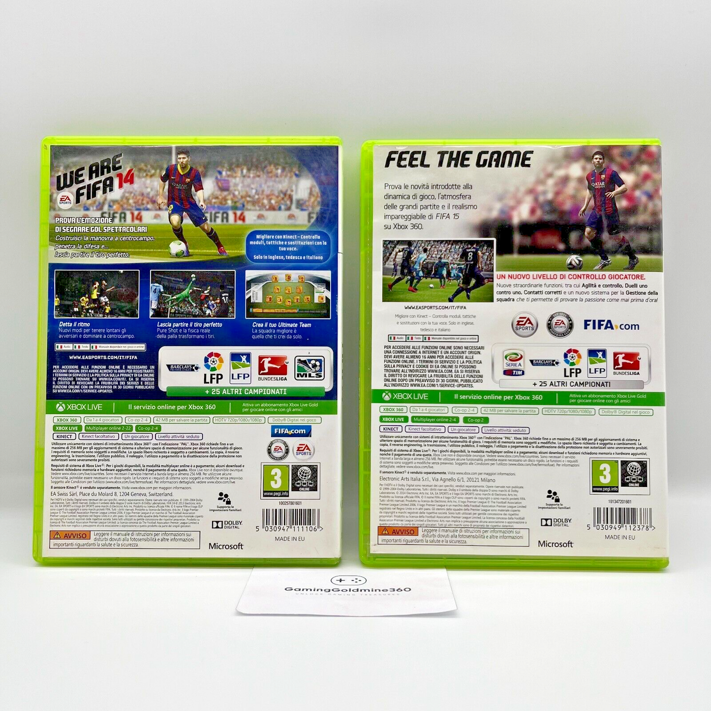 FIFA 14 + 15 Xbox 360 Italiano Completi con Manuali PAL EA Sports Microsoft