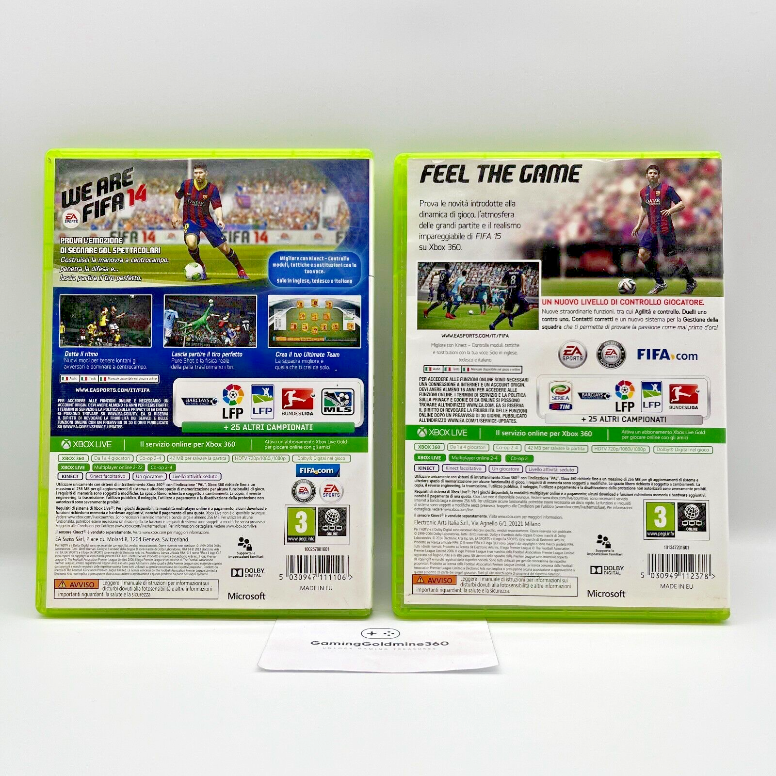 FIFA 14 + 15 Xbox 360 Italiano Completi con Manuali PAL EA Sports Microsoft