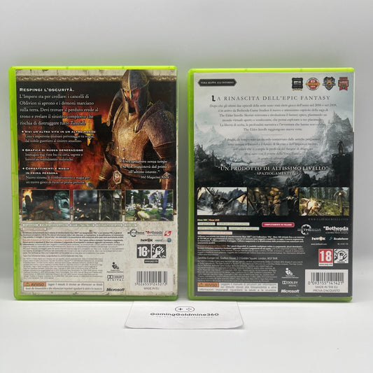 The Elder Scrolls IV OBLIVION + V SKYRIM Xbox 360 Italiano Completi Manuale Mapp