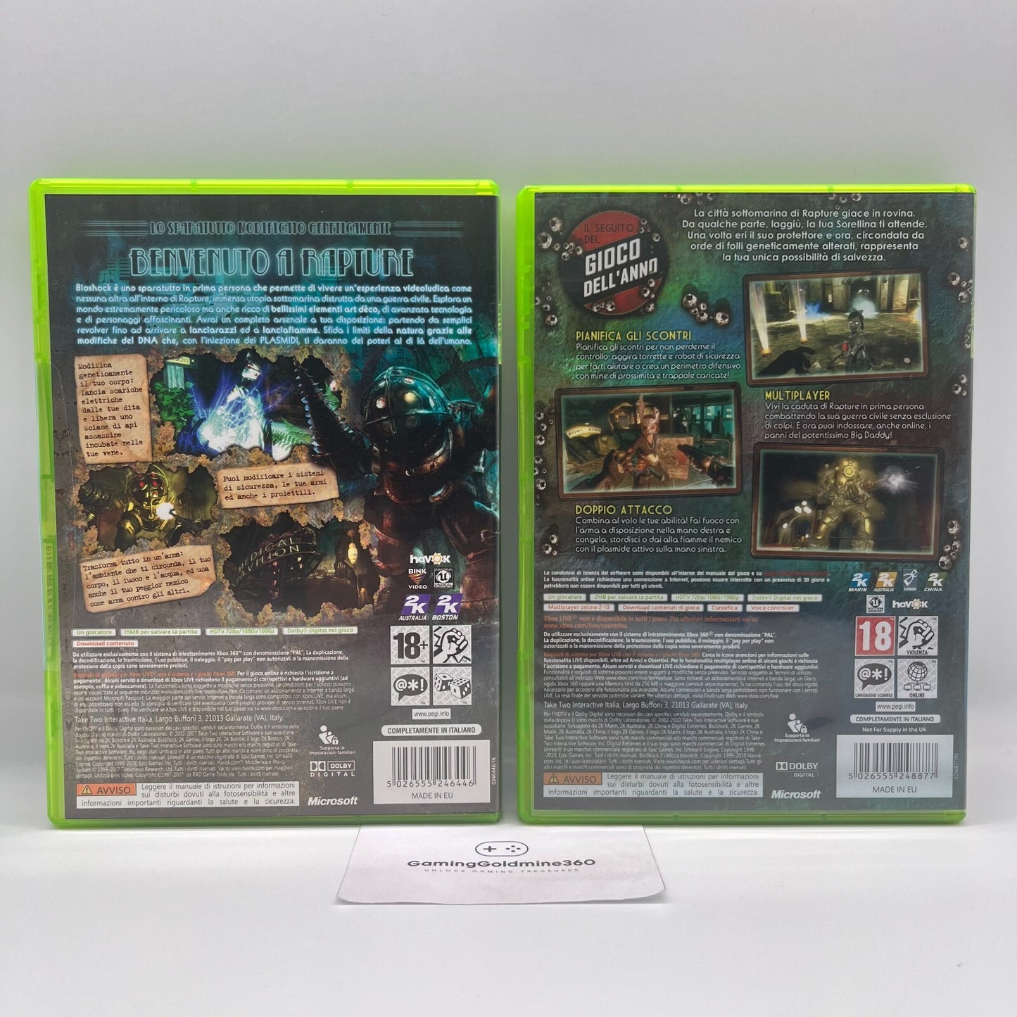 BioShock + BioShock 2 Xbox 360 ITALIANO Completi con Manuale COME NUOVI 2K Games