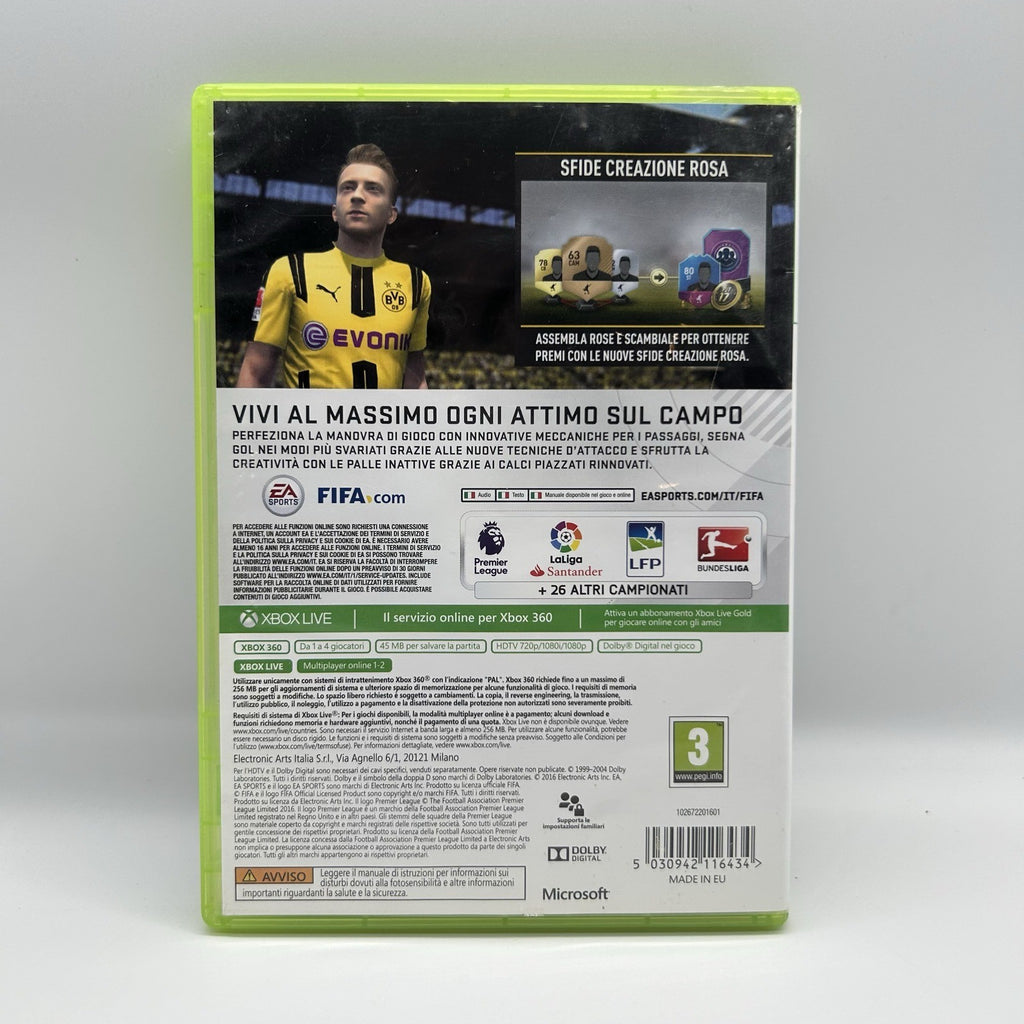 FIFA 17 Xbox 360 PAL ITA EA Sports Calcio Completo Testato Funzionante