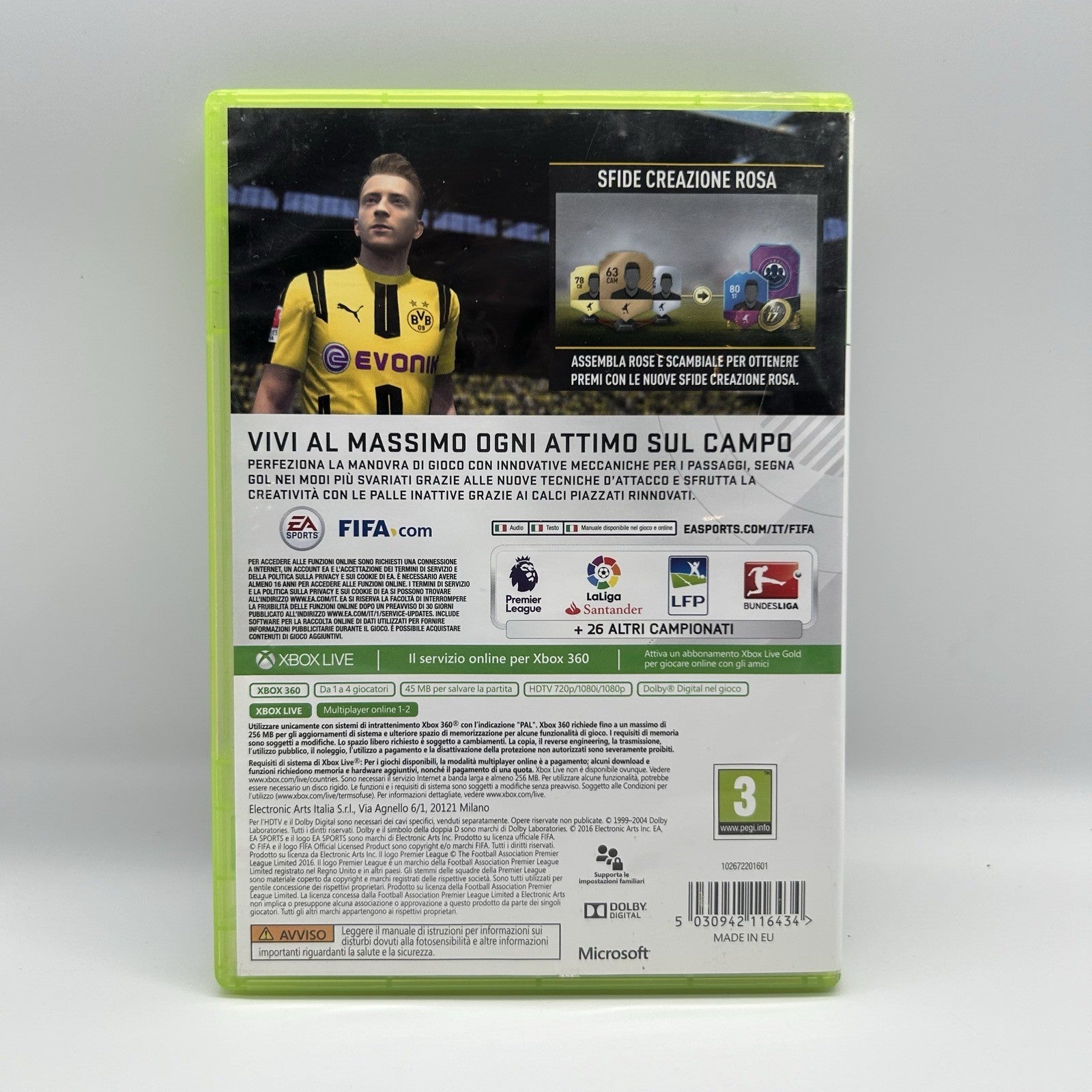 FIFA 17 Xbox 360 PAL ITA EA Sports Calcio Completo Testato Funzionante