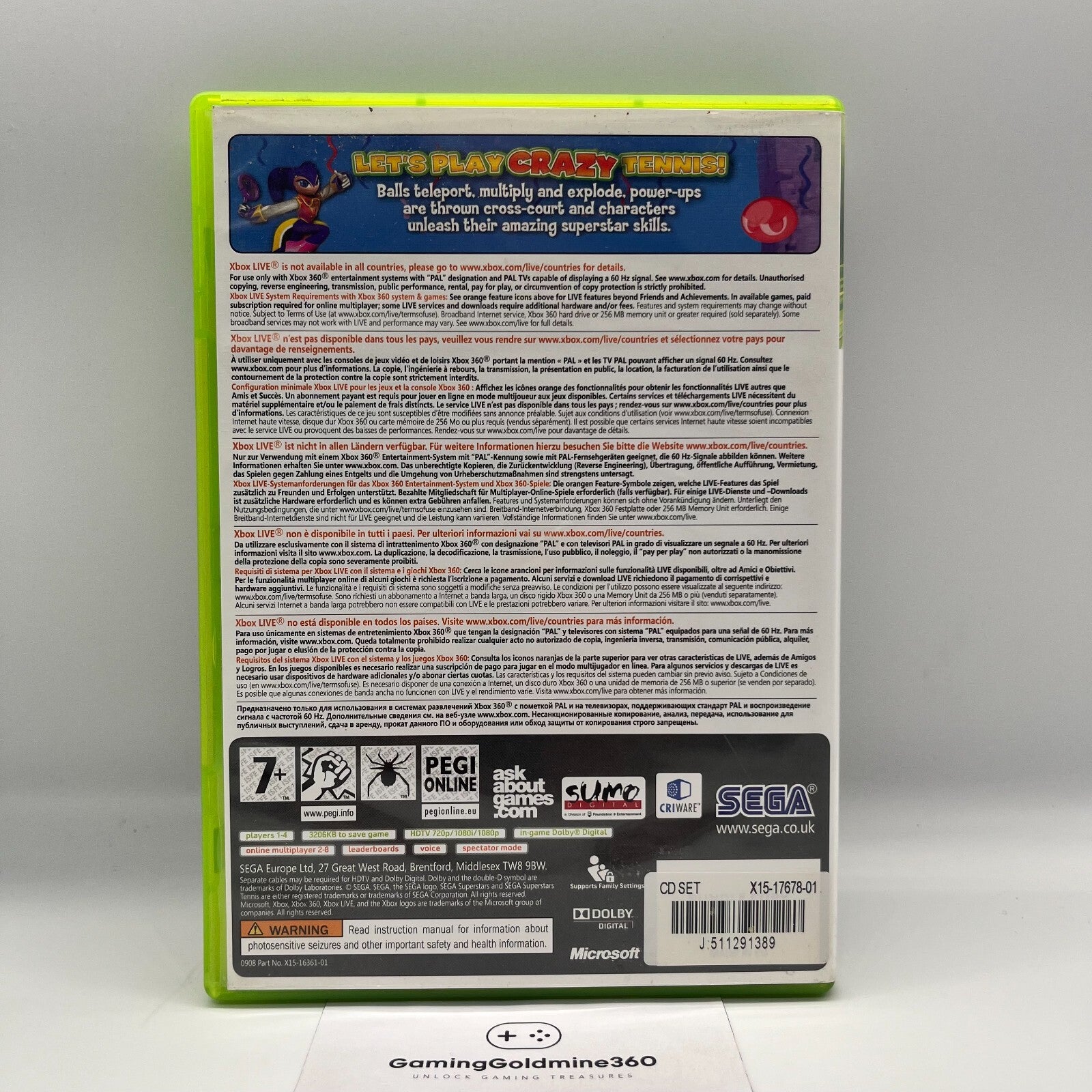 Sega SuperStar Tennis Xbox 360 Italiano PAL Sega Microsoft Sonic VIDEOGIOCO TOP