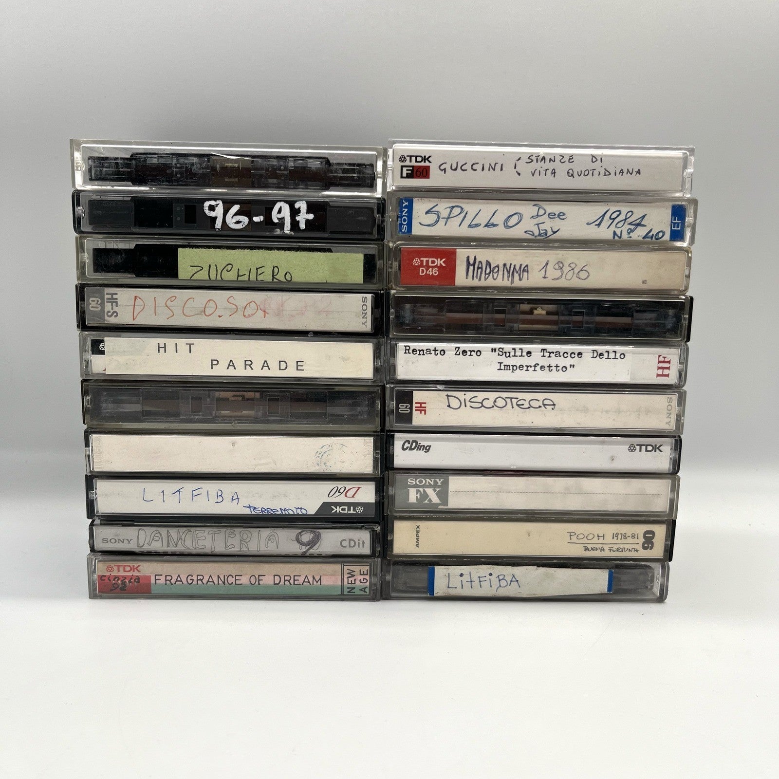 Lotto 20 Musicassette Registrate TDK Sony BASF Ampex MC Vintage Anni 80 90