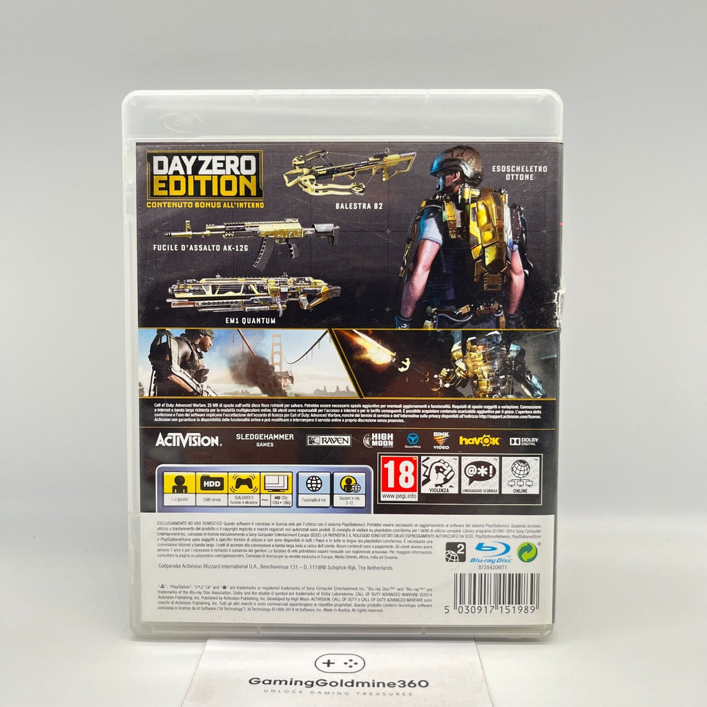 Call Of Duty Advanced Warfare Day Zero PS3 Italiano PAL Sony PlayStation 3 OTTIM