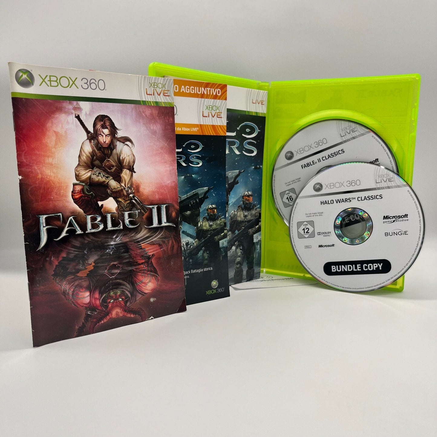 Fable II 2 + Halo Wars XBOX 360 Italiano Completi con Manuali Gioco Microsoft