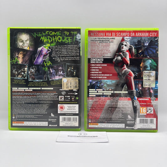 BATMAN Arkham Asylum + Arkham City Xbox 360 PAL Rocksteady WB Eidos Microsoft