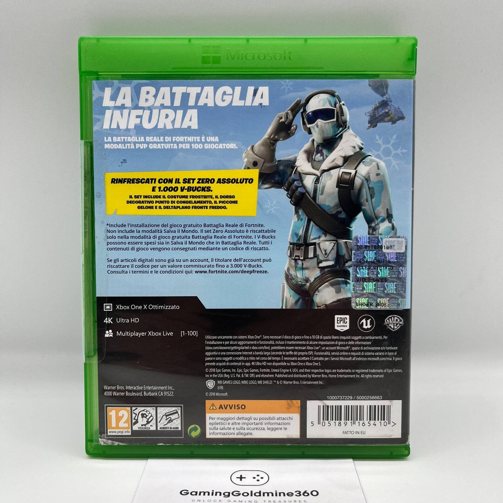 FORTNITE Pacchetto Zero Assoluto Xbox One Italiano Completo Epic Warner RARO!