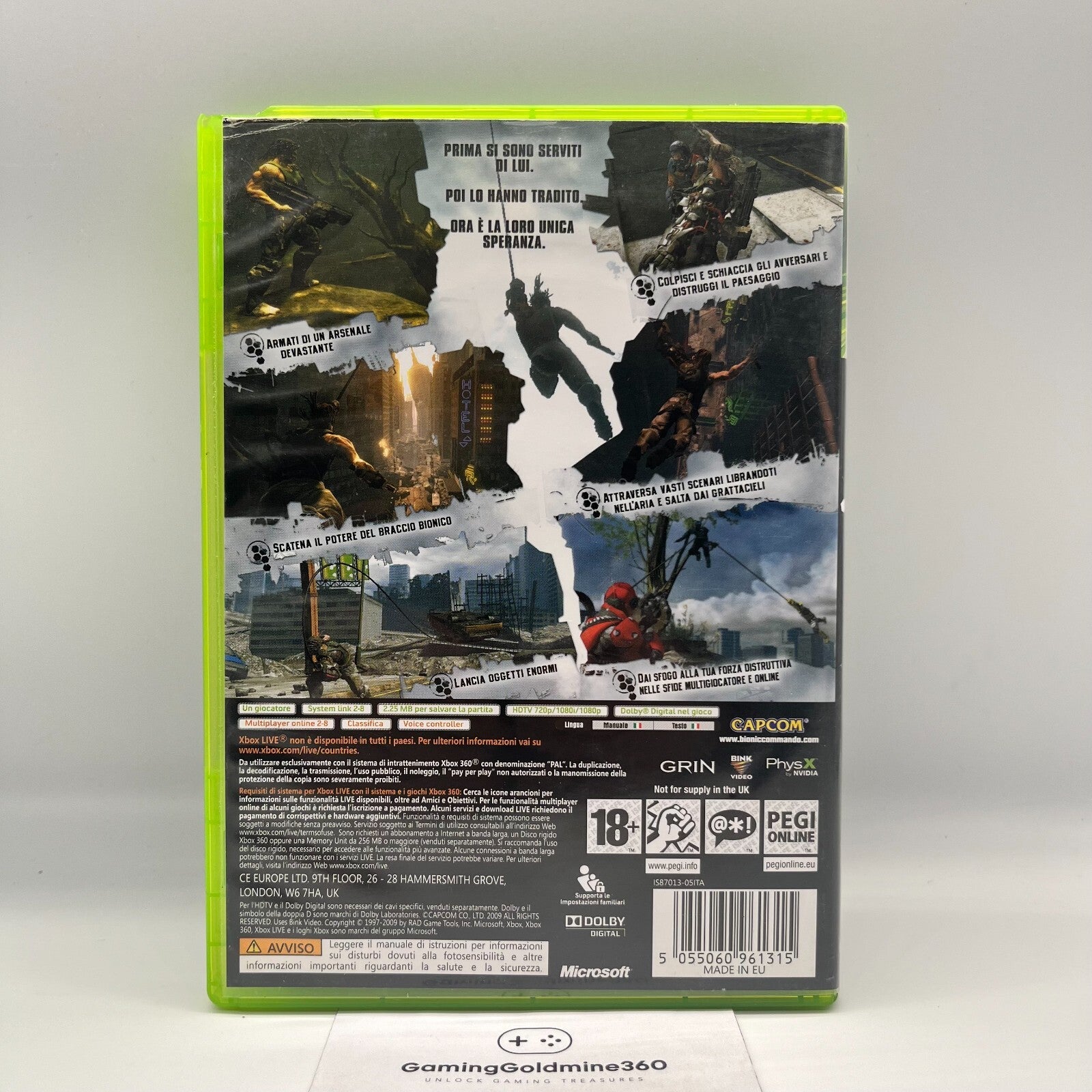 Bionic Commando Xbox 360 Italiano Completo con Manuale Capcom Microsoft OTTIMO