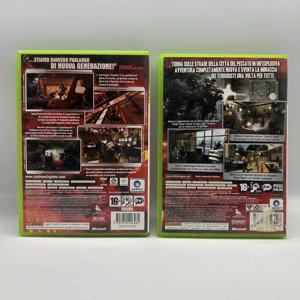 Tom Clancy's Rainbow Six Vegas 1 + 2 Lotto 2 Giochi Xbox 360 PAL Ubisoft FPS