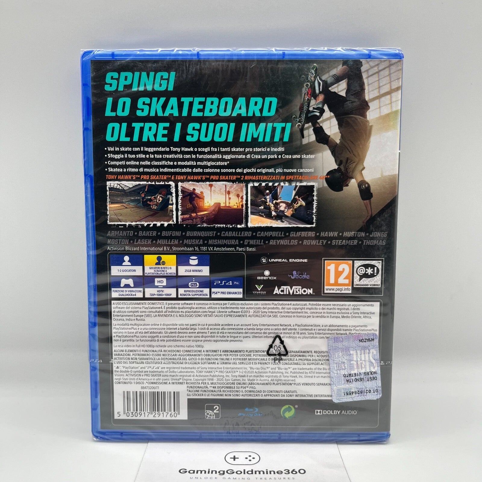 TONY HAWK'S Pro Skater 1+2 PS4 Italiano NUOVO SIGILLATO Activision PlayStation 4