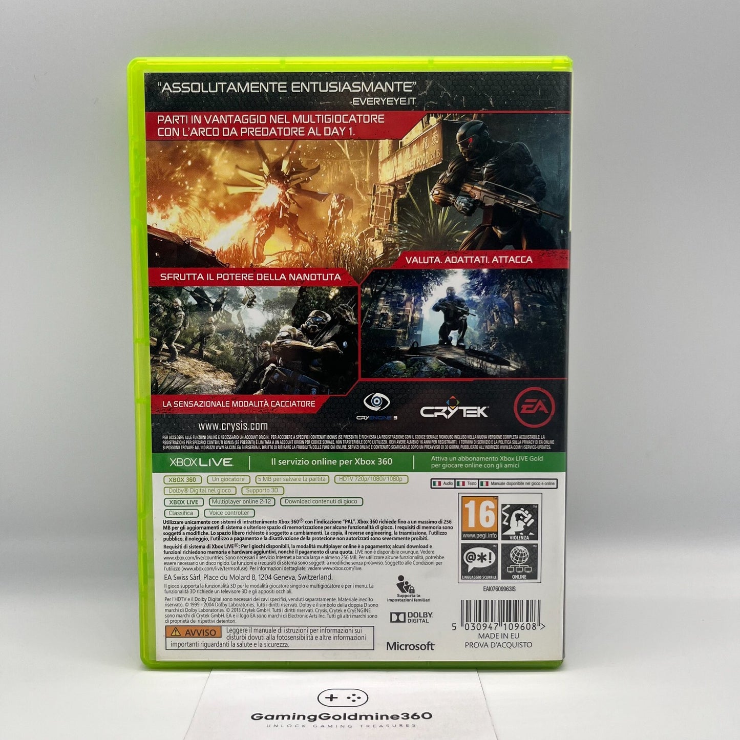 CRYSIS 3 Hunter Edition Xbox 360 Italiano PAL Gioco EA Crytek Microsoft OTTIMO