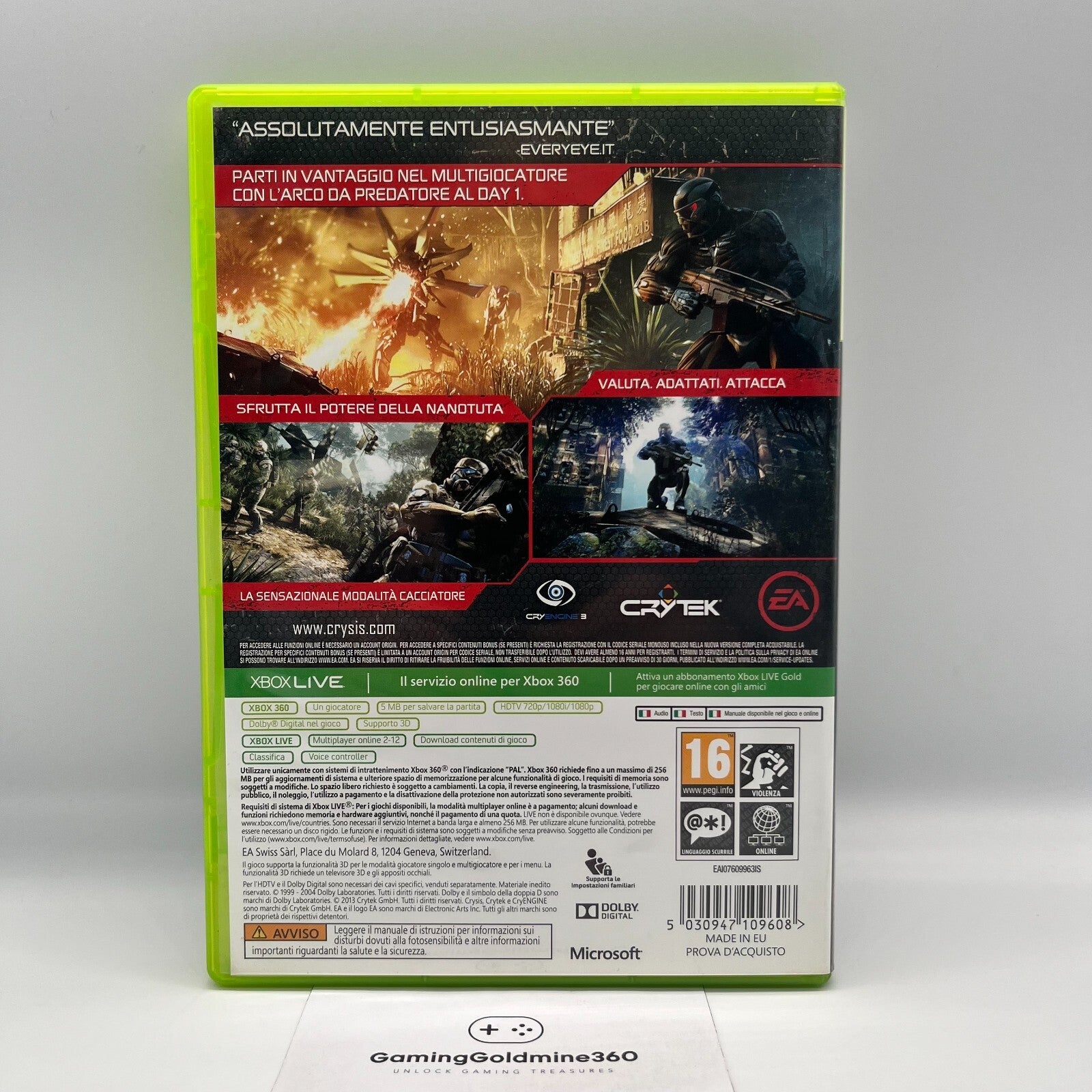 CRYSIS 3 Hunter Edition Xbox 360 Italiano PAL Gioco EA Crytek Microsoft OTTIMO