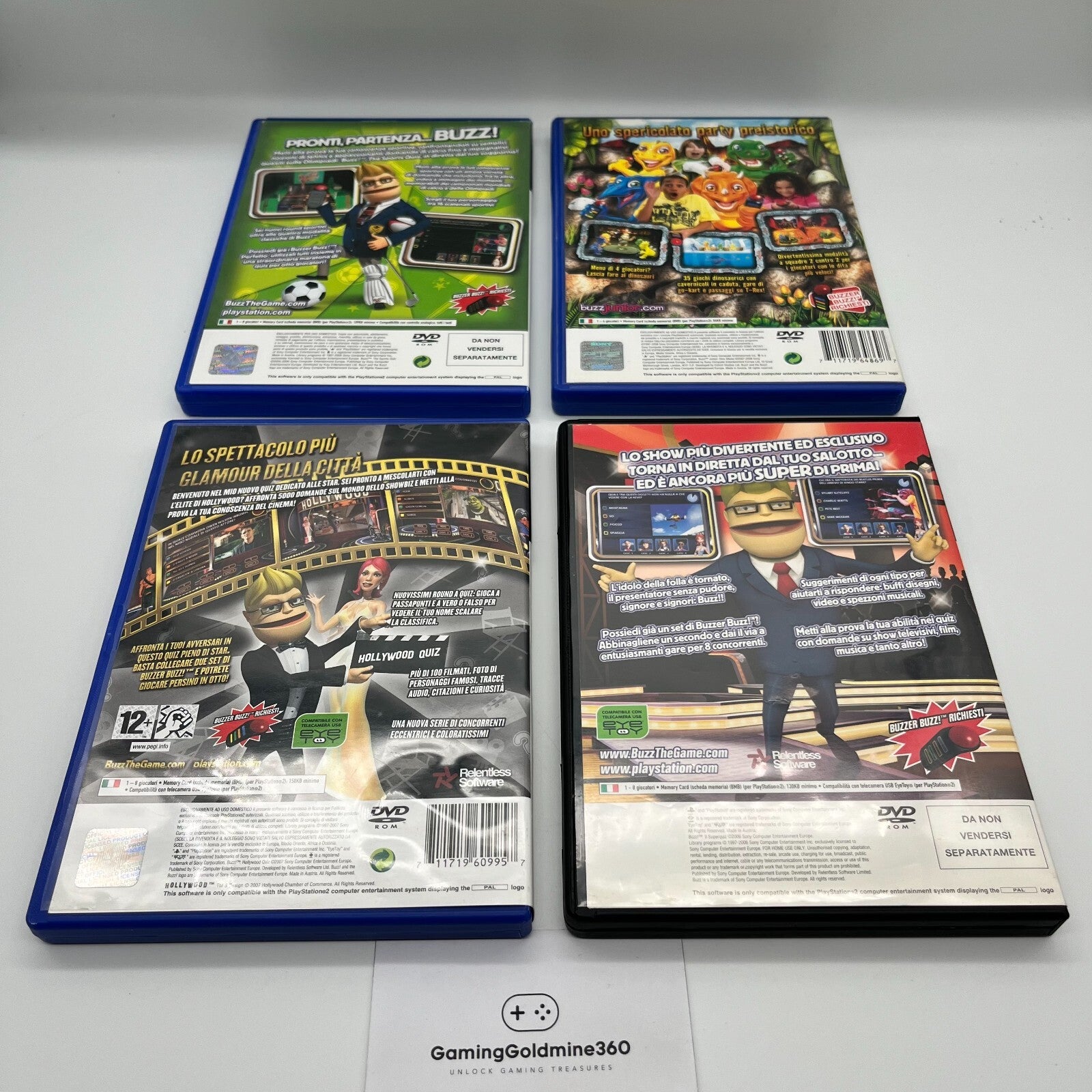 BUZZ! Quiz Sports+Junior Dino Mania+Hollywood+Superquiz PS2 Sony PlayStation 2