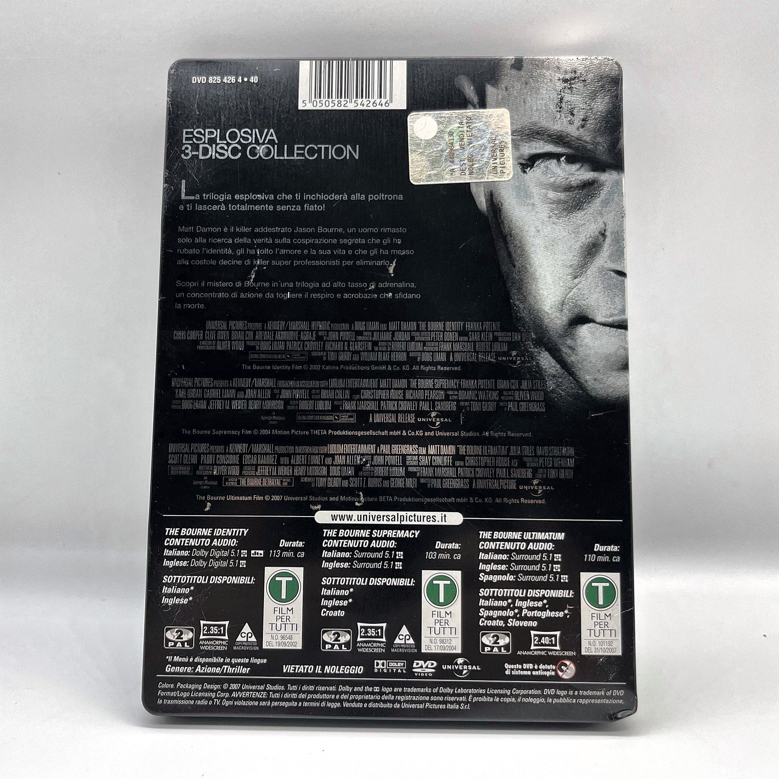 Ultimate Bourne Collection Steelbook 3 DVD Matt Damon Trilogia Universal ITA