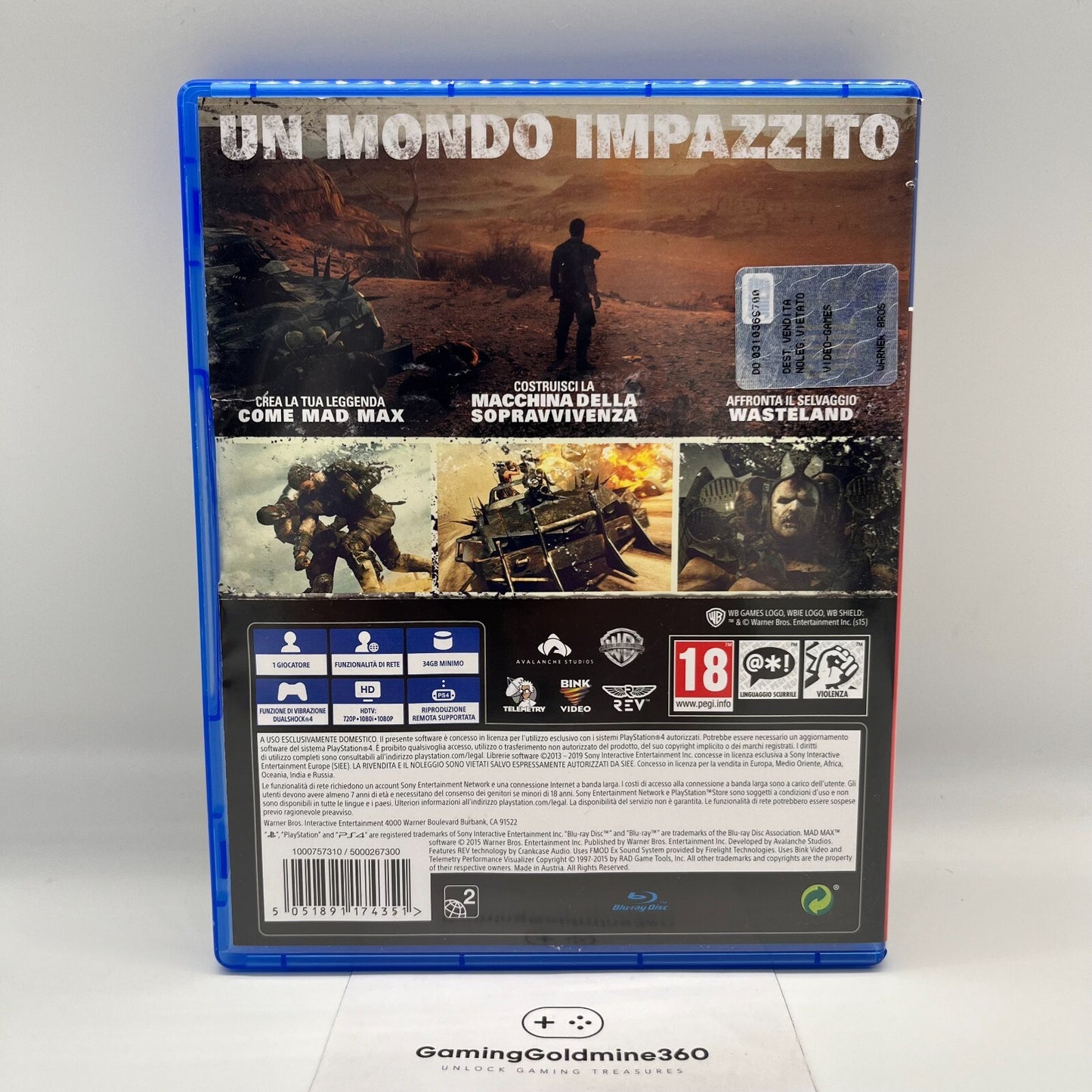 Mad Max PS4 Italiano Warner Bros Sony PlayStation 4 PlayStation Hits COME NUOVO