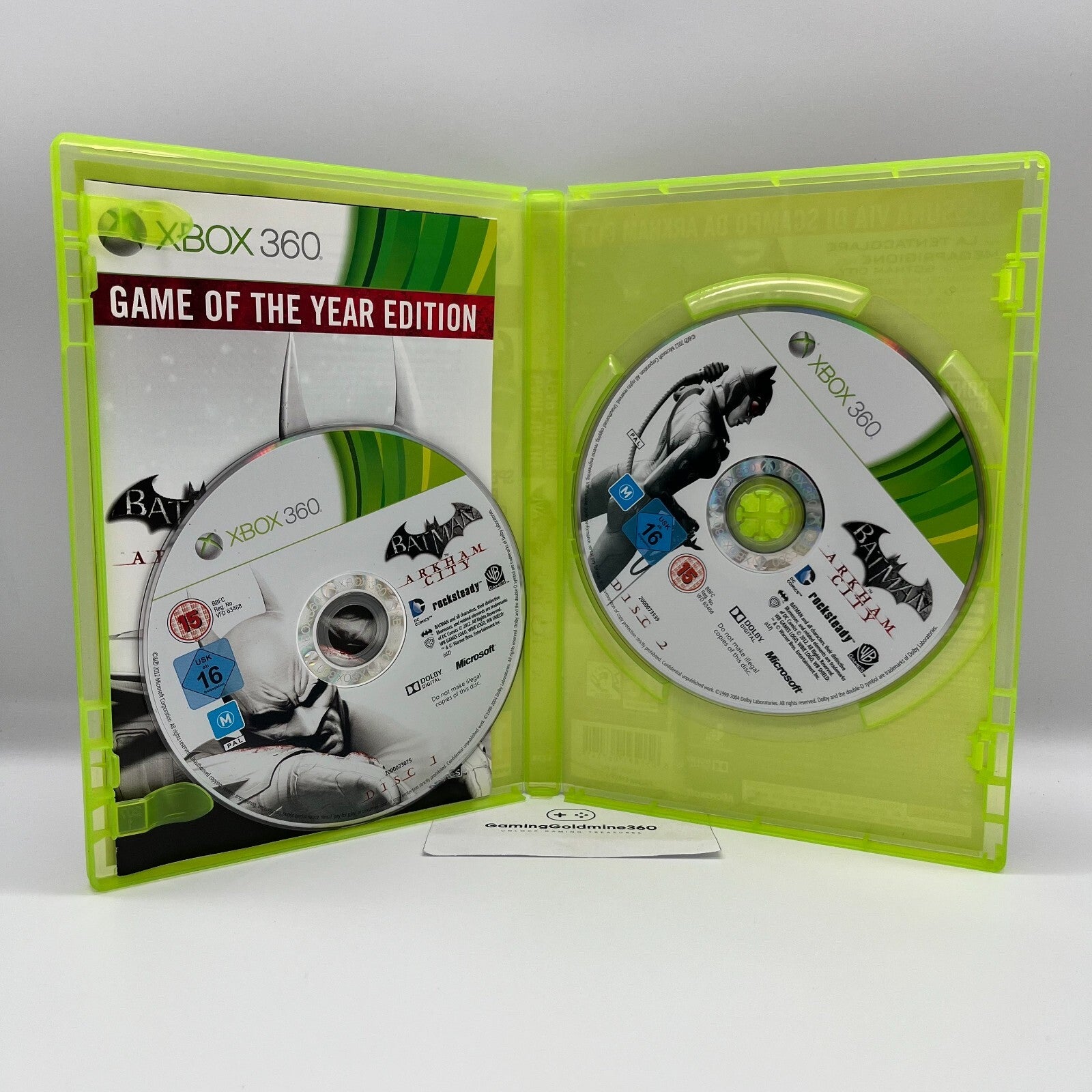 BATMAN Arkham Asylum + Arkham City Xbox 360 PAL Rocksteady WB Eidos Microsoft