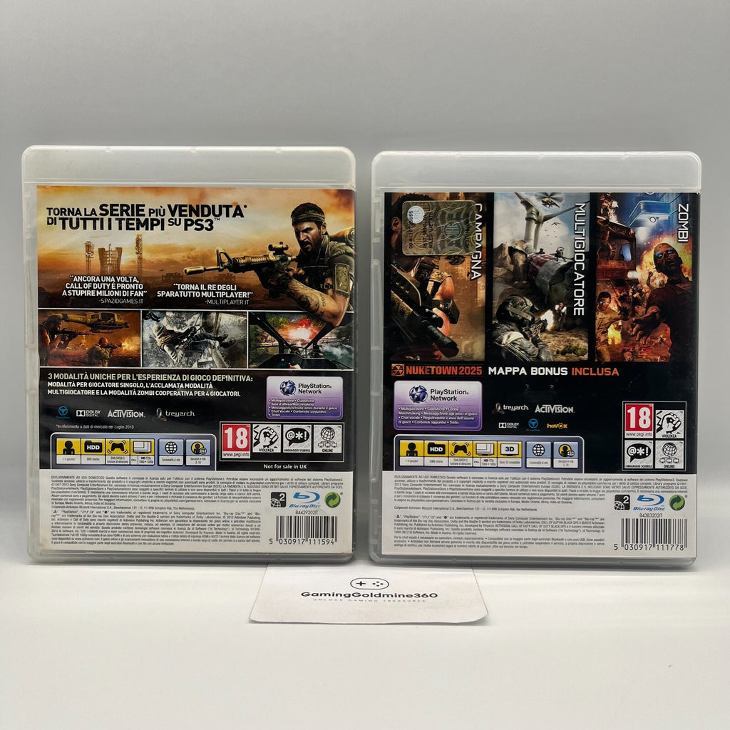 Call of Duty BLACK OPS + II 2 PS3 Italiano Completi PAL Sony PlayStation 3 OTTIM
